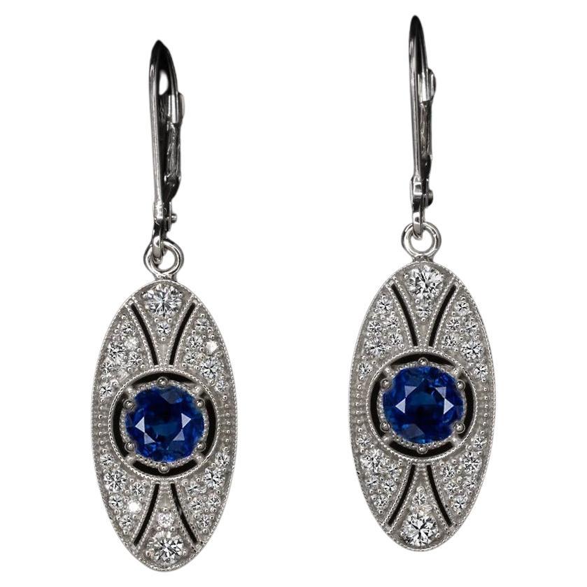 Vintage Style Sapphire and Diamond Earrings