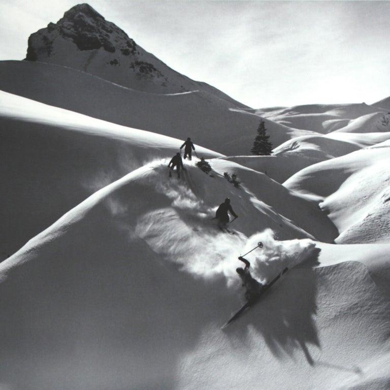 Vintage Style Ski Photography, Framed Alpine Ski Photograph, Virgin Powder For Sale 3
