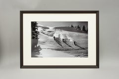 Vintage Style Ski Photography, Framed Alpine Ski Photograph, Descent in Powder