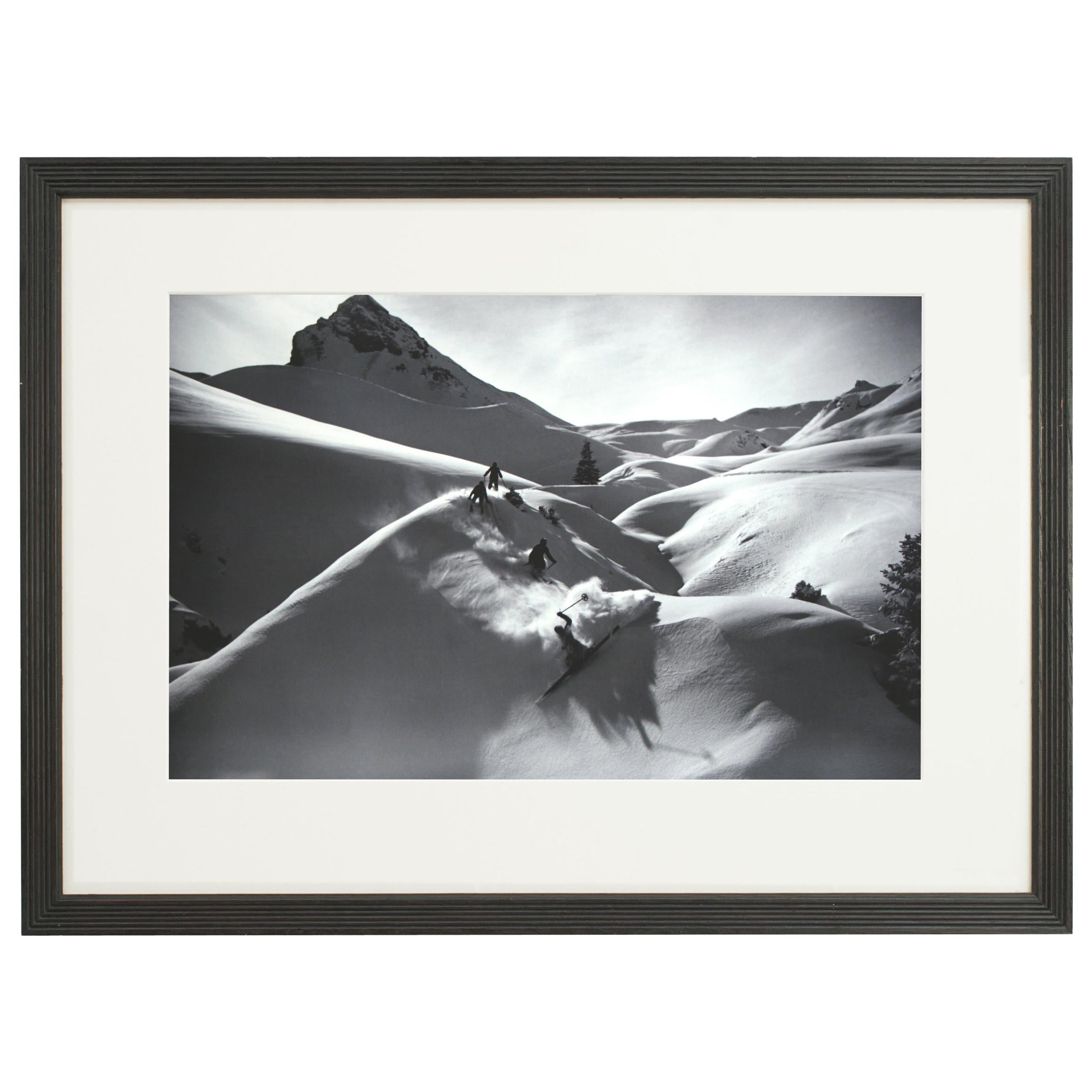 Vintage Style Ski Photography, Framed Alpine Ski Photograph, Virgin Powder