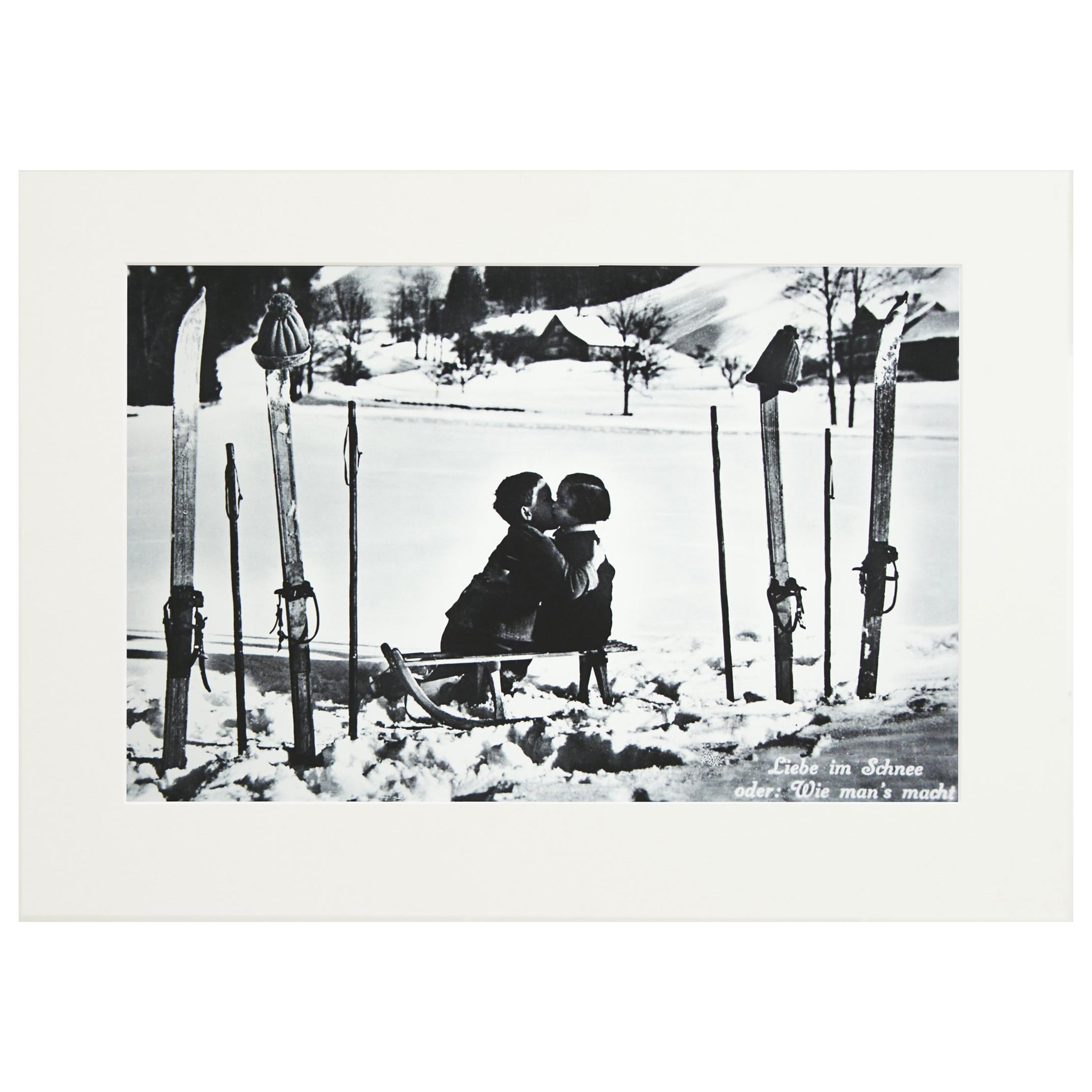 Fotografía Esquí Estilo Vintage, Fotografía Esquí Alpino Enmarcada, Liebe Im Schnee Arte deportivo en venta