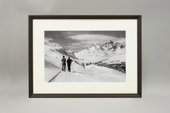 Vintage Style Ski Photography, Framed Alpine Ski Photograph, Panoramic View