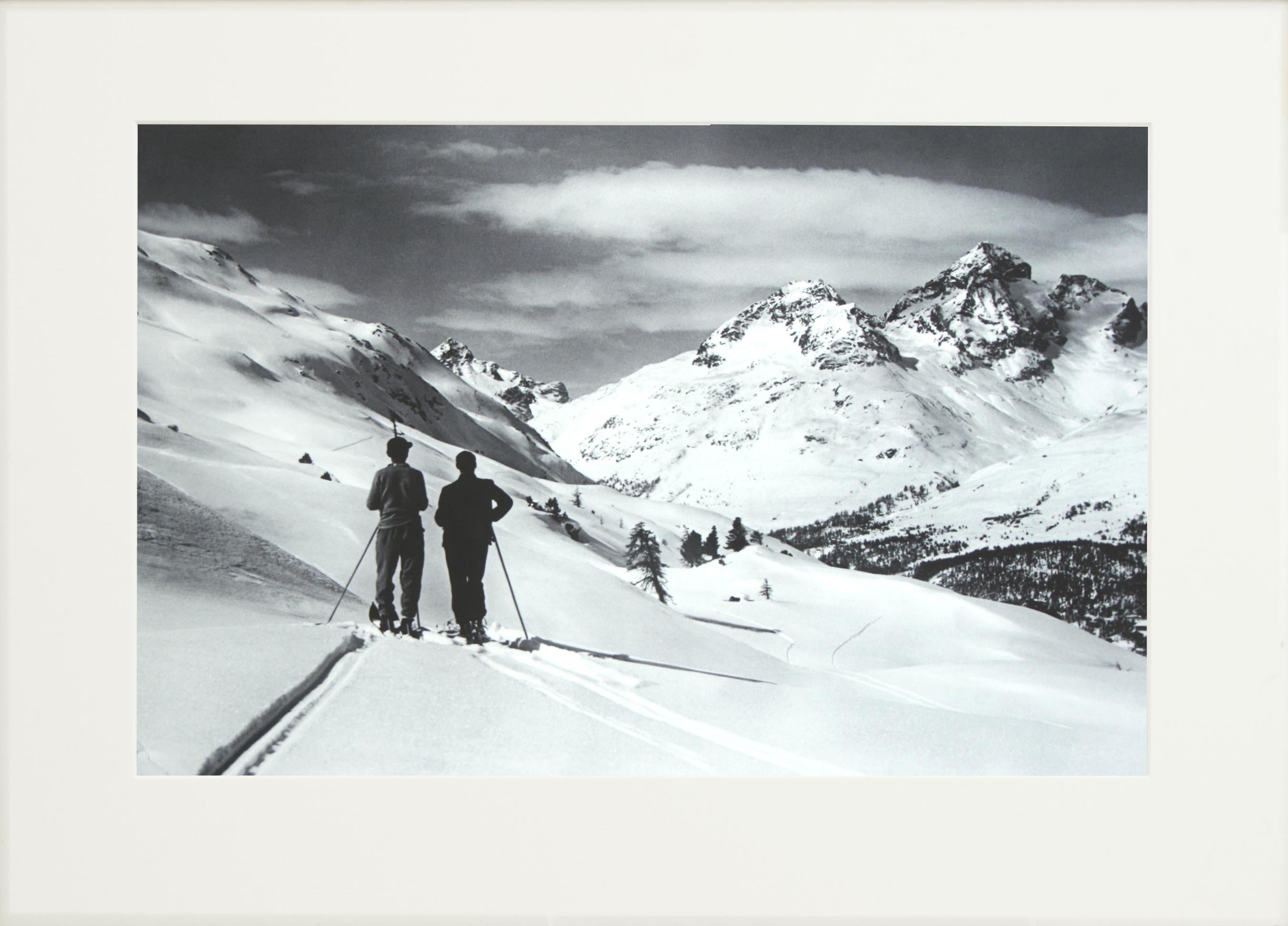 Skifotografie im Vintage-Stil:: gerahmte Alpinskifotografie:: Panoramablick im Zustand „Gut“ im Angebot in Oxfordshire, GB