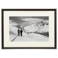 Photographie de ski alpine encadrée de style vintage, vue de Panoramic
