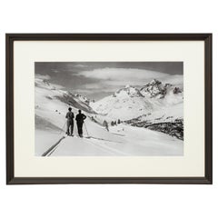 Vintage Style Ski Photography, Framed Alpine Ski Photograph, Panoramic View