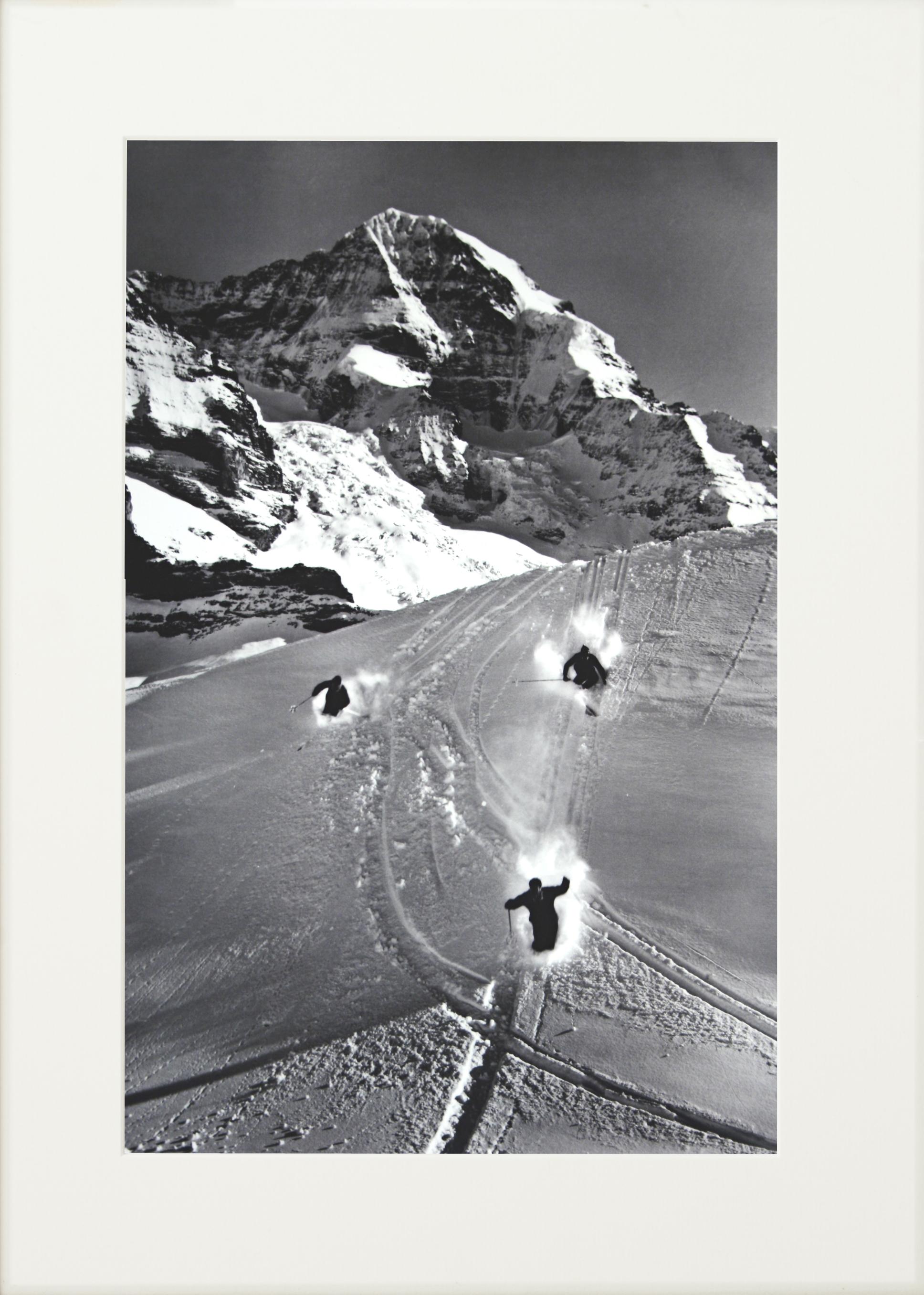 Mid-20th Century Vintage Style Ski Photography, Framed Alpine Ski Photograph, Scheidegg For Sale