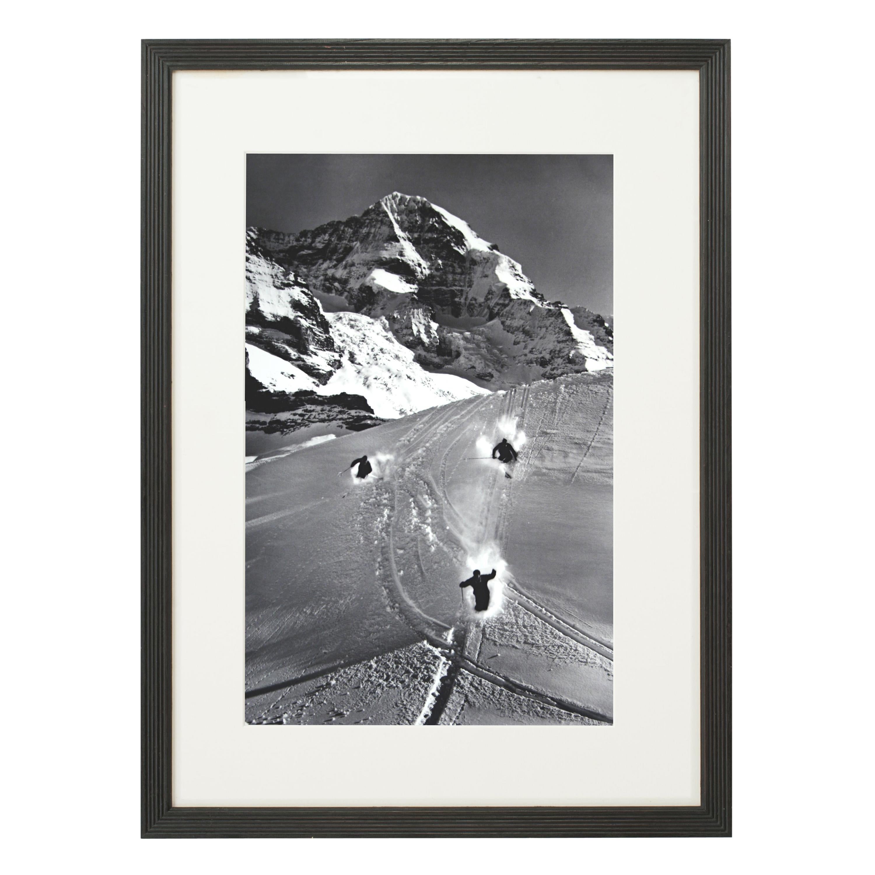 Vintage Style Ski Photography, Framed Alpine Ski Photograph, Scheidegg