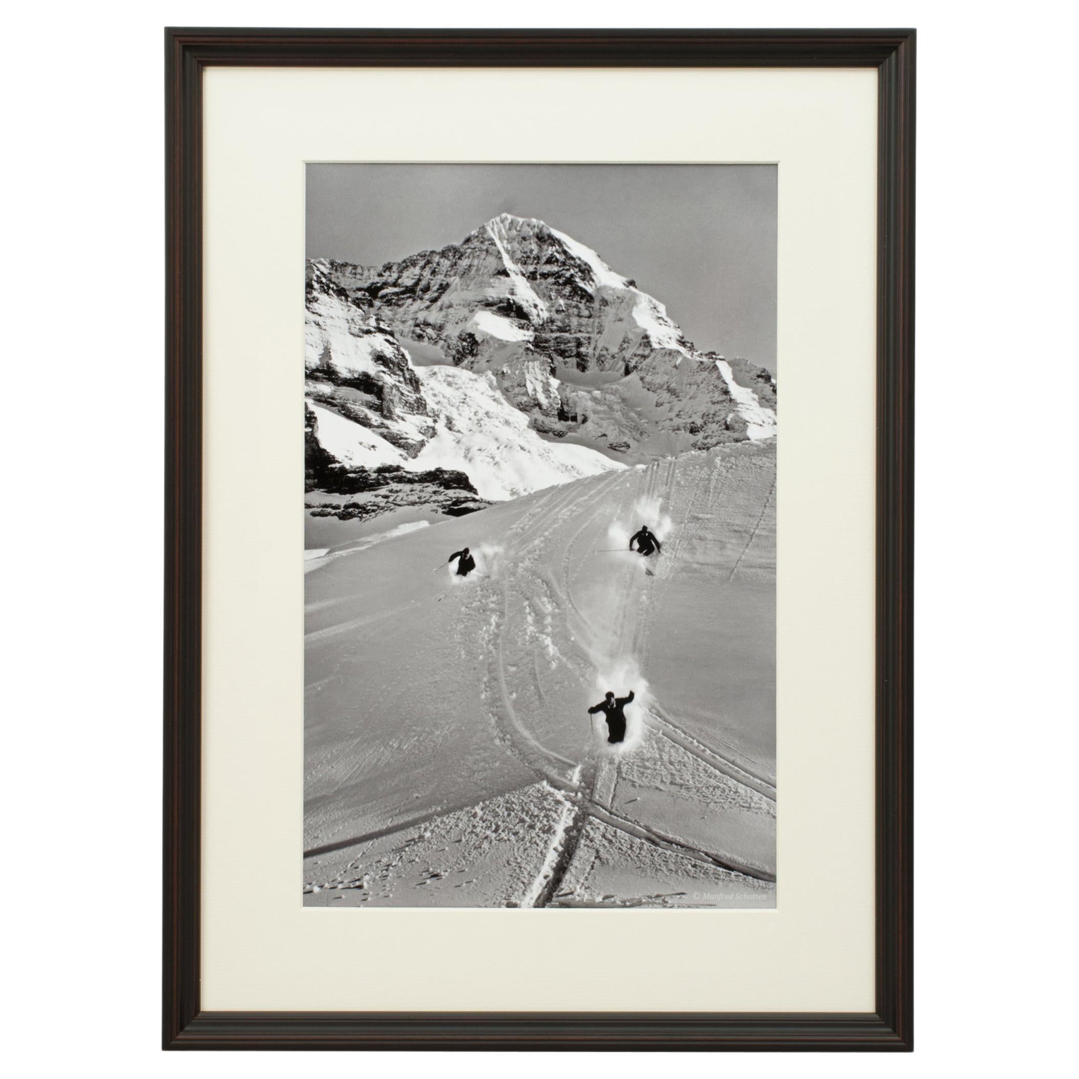 Fotografia di sci in stile vintage, fotografia di sci alpino con cornice, Scheidegg