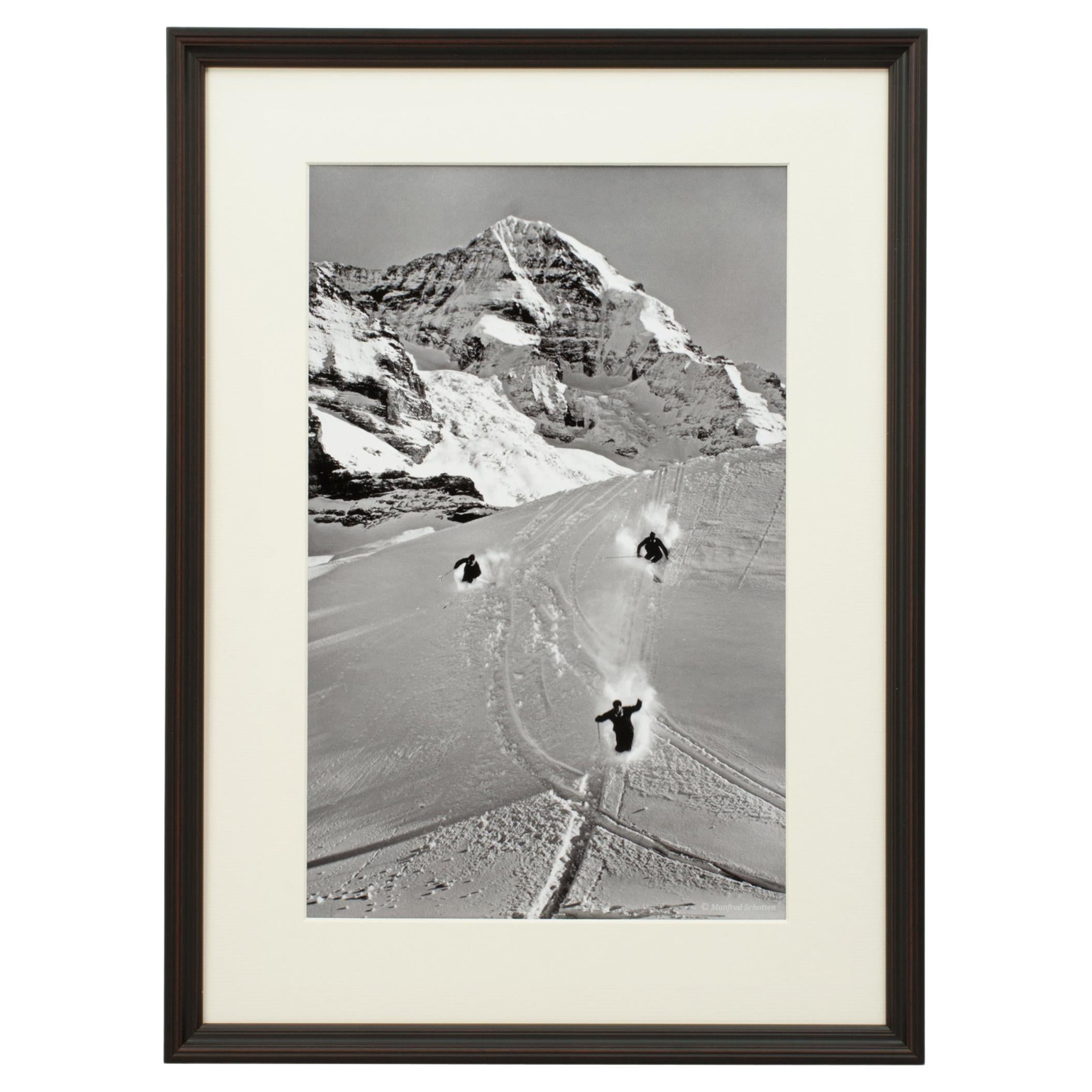 Photographie de ski de style vintage:: photographie de ski alpin encadrée:: Scheidegg en vente