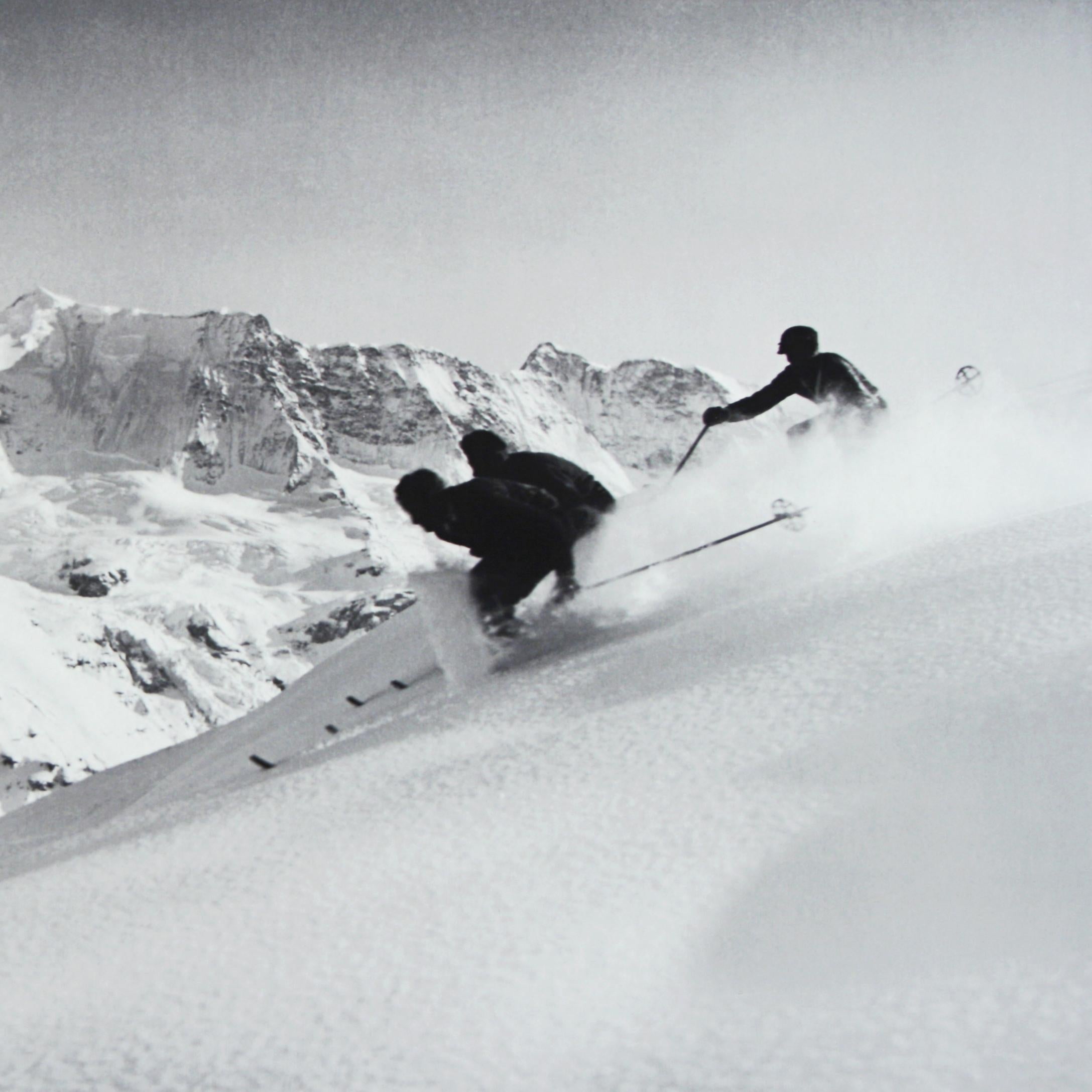Vintage Style Ski Photography, Framed Alpine Ski Photograph, 'SCHUSS' Murren For Sale 3
