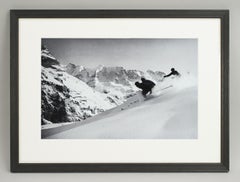 Vintage Style Ski Photography, Framed Alpine Ski Photograph, 'SCHUSS' Murren