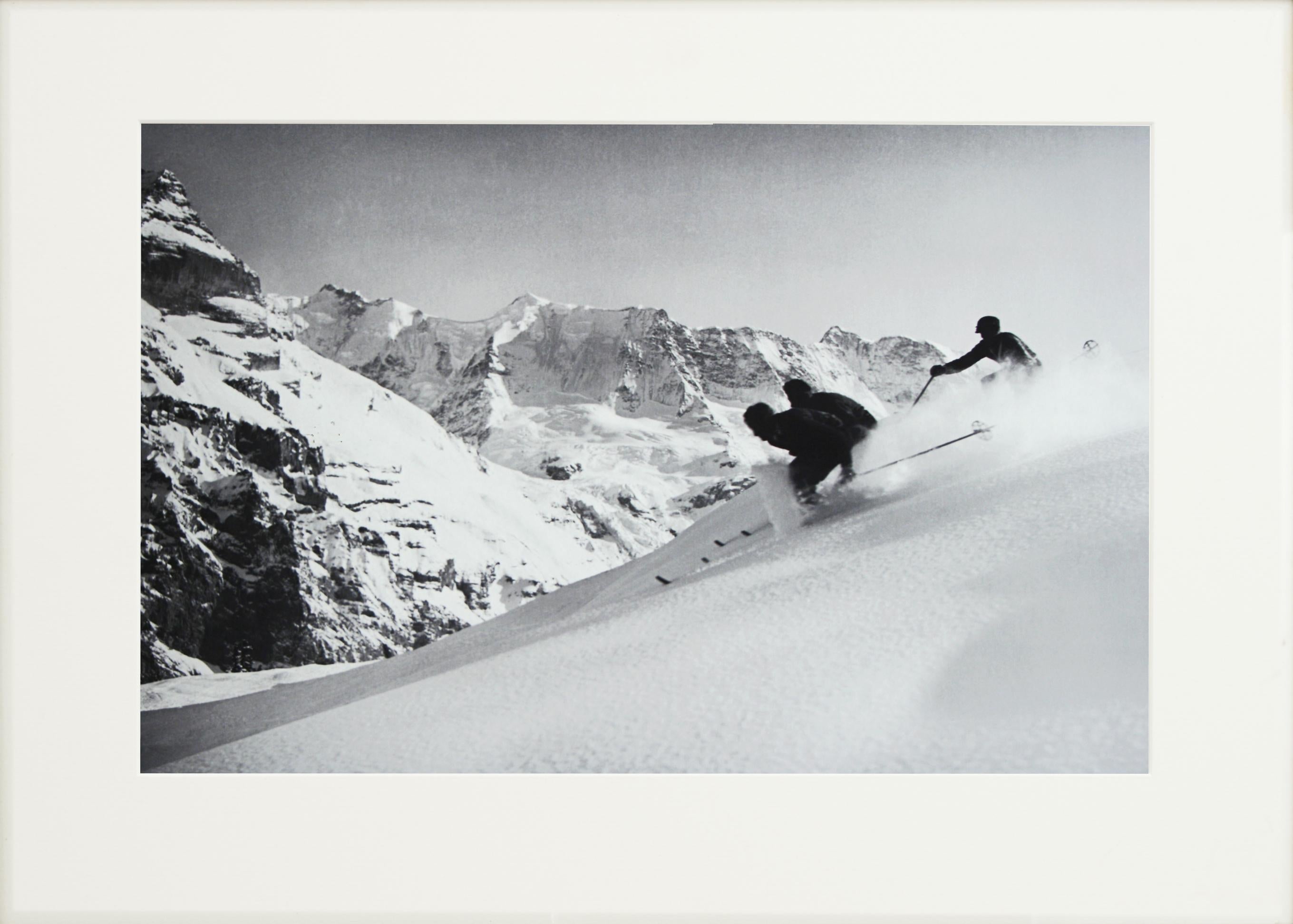 Vintage Style Ski Photography, Framed Alpine Ski Photograph, 'SCHUSS' Murren For Sale 2