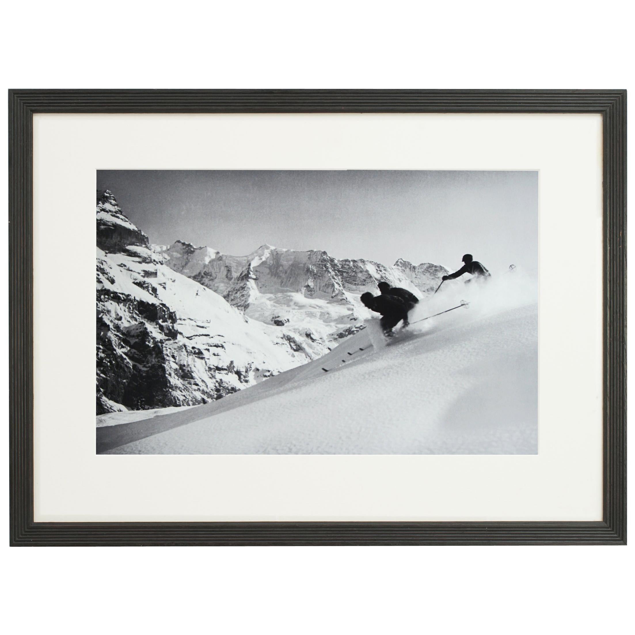 Vintage Style Ski Photography, Framed Alpine Ski Photograph, 'SCHUSS' Murren
