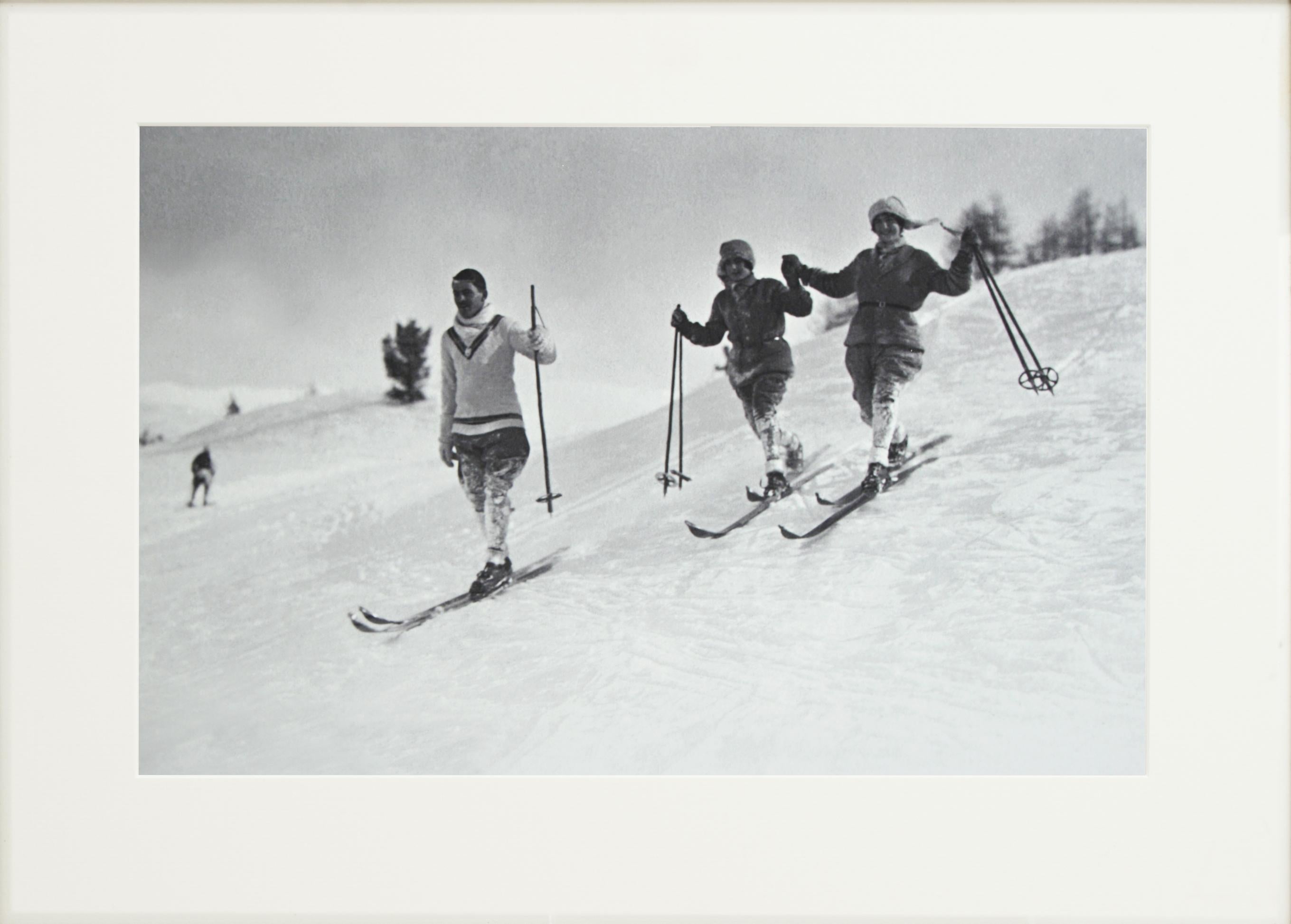 Vintage Style Ski Photography, Framed Alpine Ski Photograph, St. Moritz In Good Condition For Sale In Oxfordshire, GB