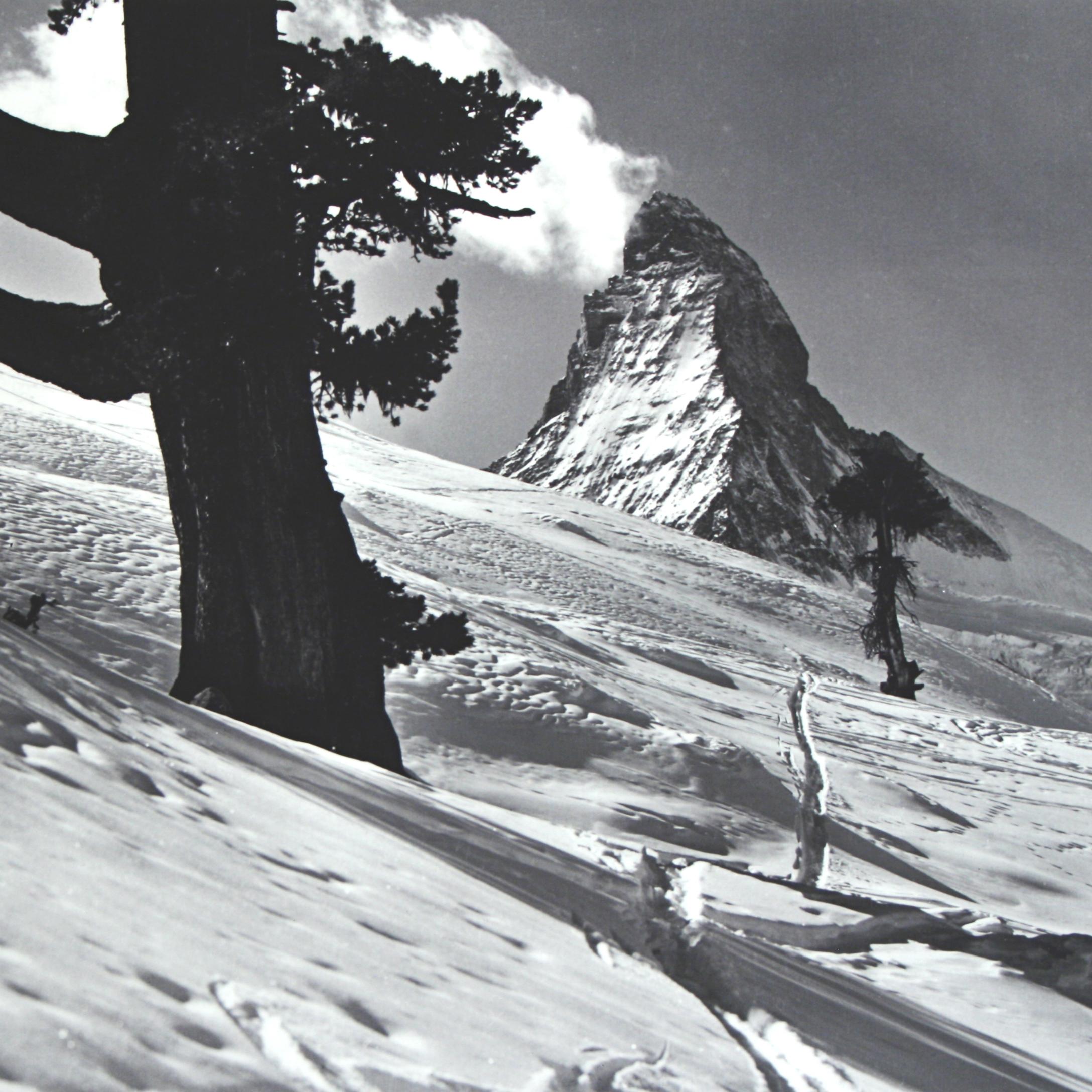 Mid-20th Century Vintage Style Ski Photography, Framed Alpine Ski Photograph, Zermatt, Riffelalp For Sale
