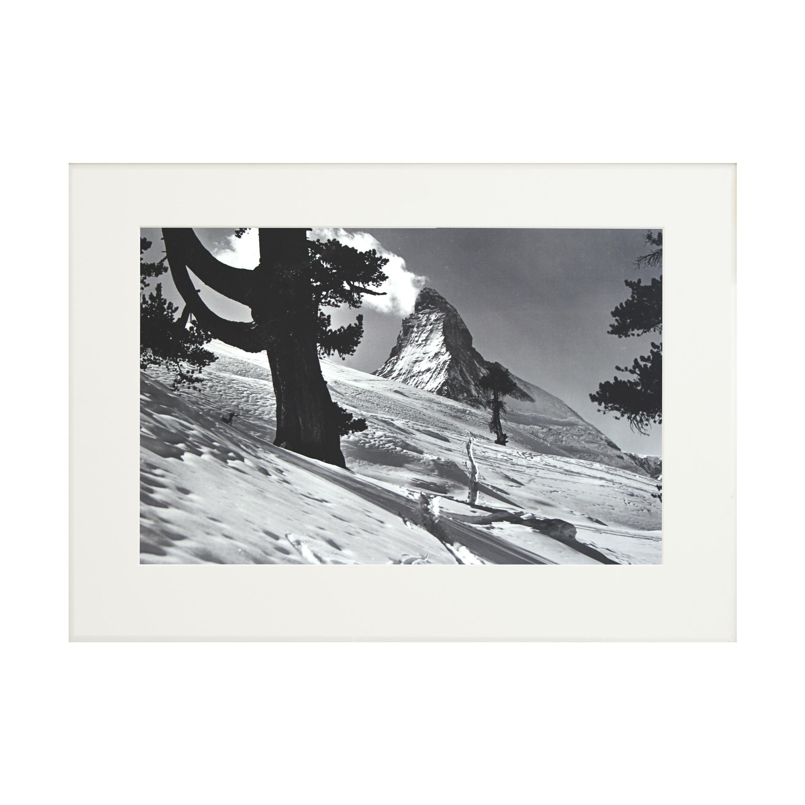 Sporting Art Vintage Style Ski Photography, Framed Alpine Ski Photograph, Zermatt, Riffelalp For Sale