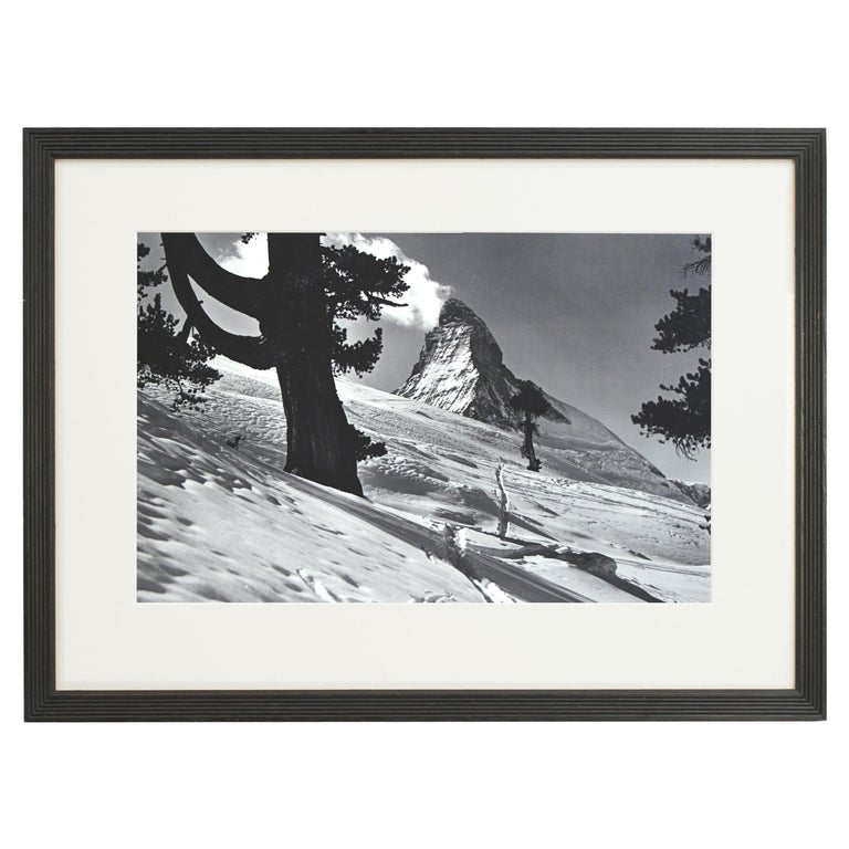 Vintage Style Ski Photography, Framed Alpine Ski Photograph, Zermatt, Riffelalp For Sale