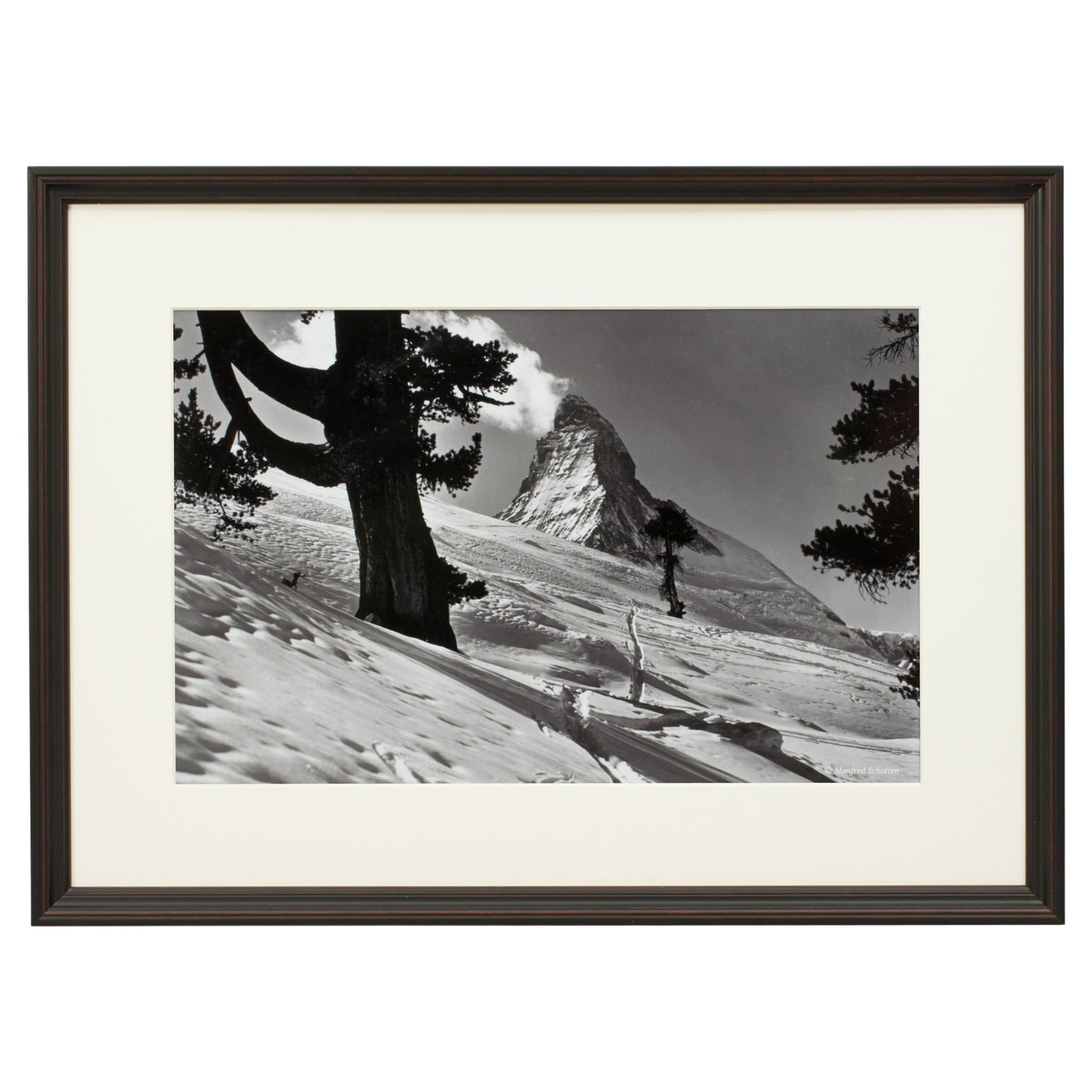 Vintage Style Ski Photography, Framed Alpine Ski Photograph, Zermatt, Riffelalp