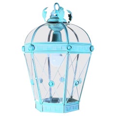 Vintage Style Solid Brass Verdigris Hanging Lantern - Restored & Rewired