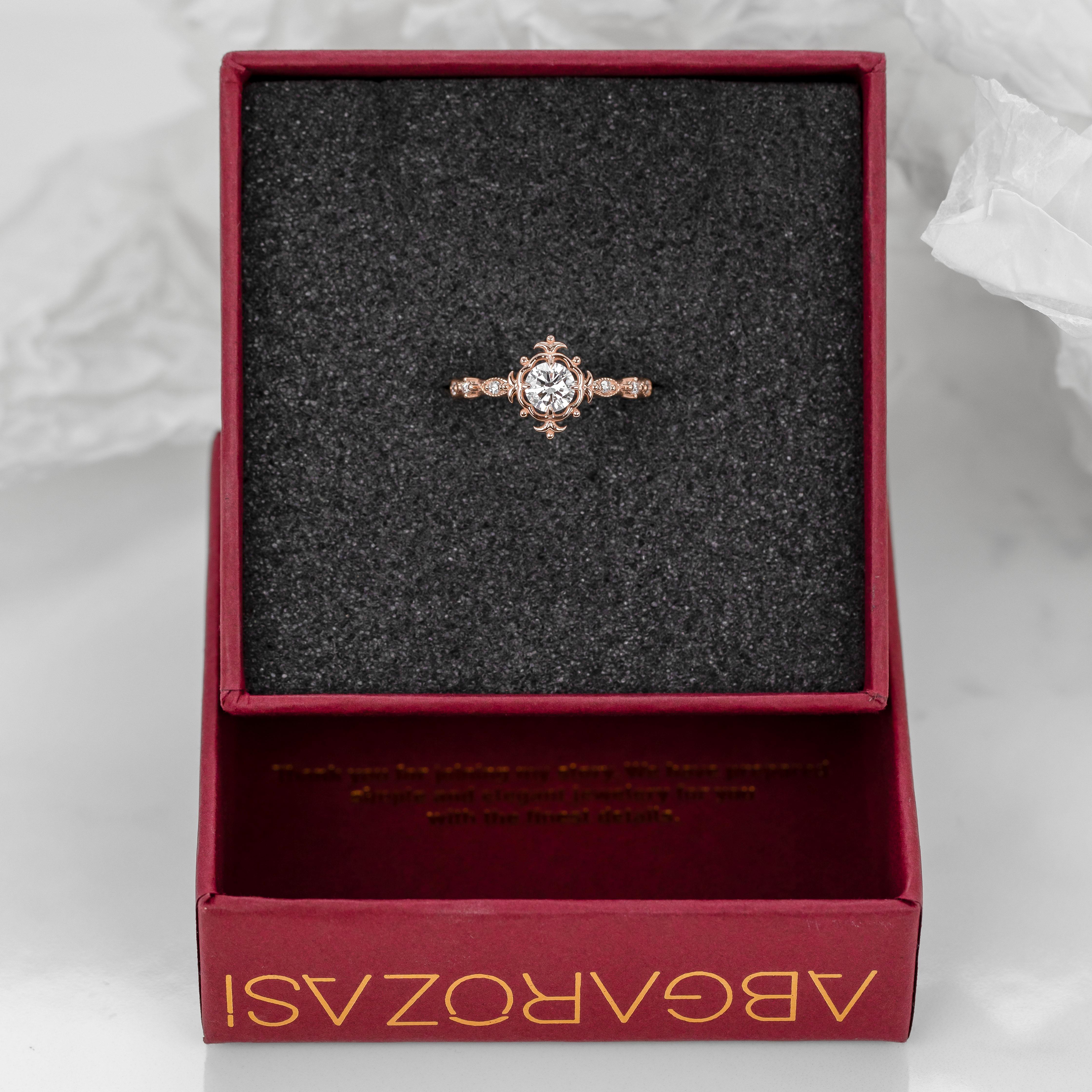 Anello solitario in stile vintage, anello nuziale con diamante vero, gioielli con diamanti naturali in vendita 4