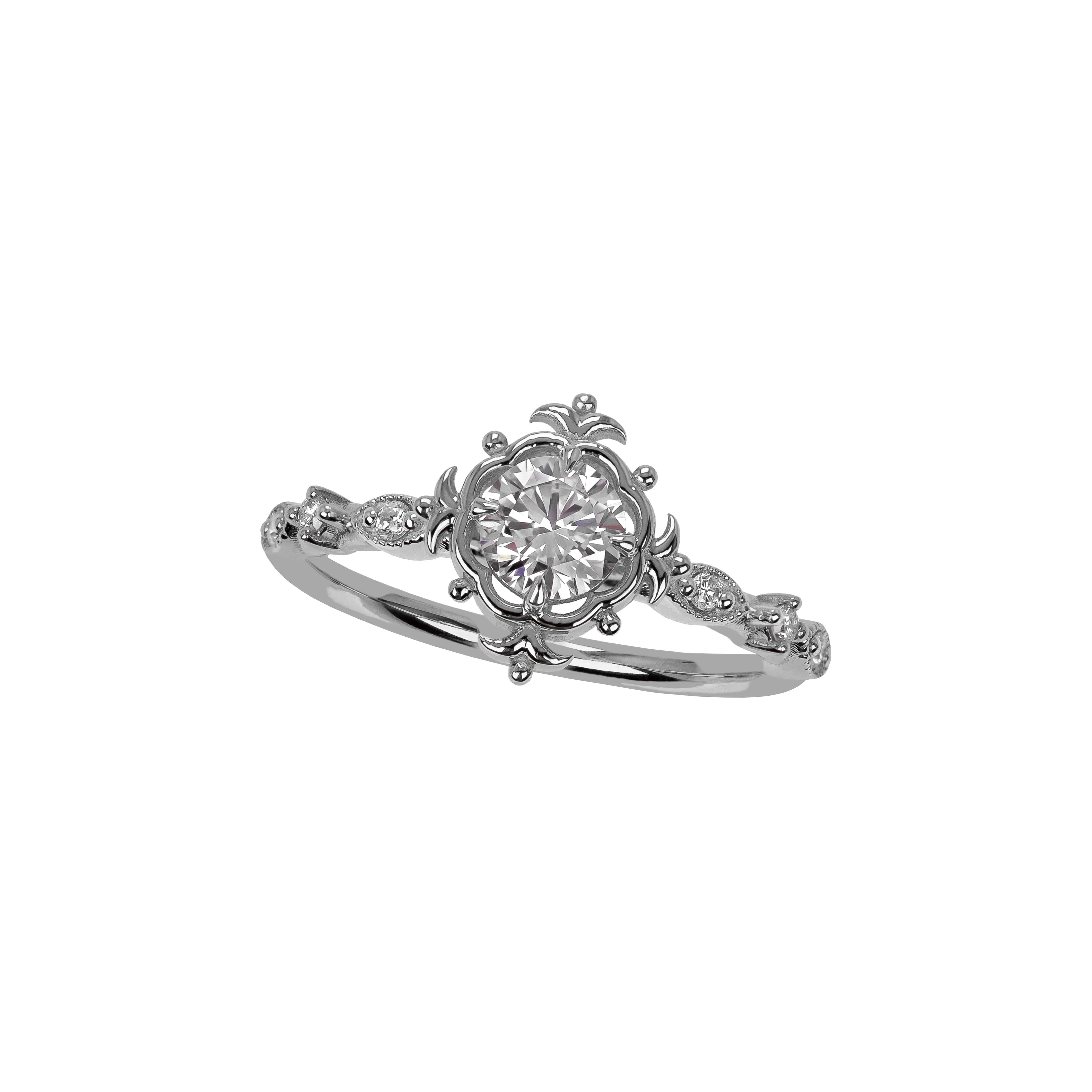Art Nouveau Anello solitario in stile vintage, anello nuziale con diamante vero, gioielli con diamanti naturali in vendita