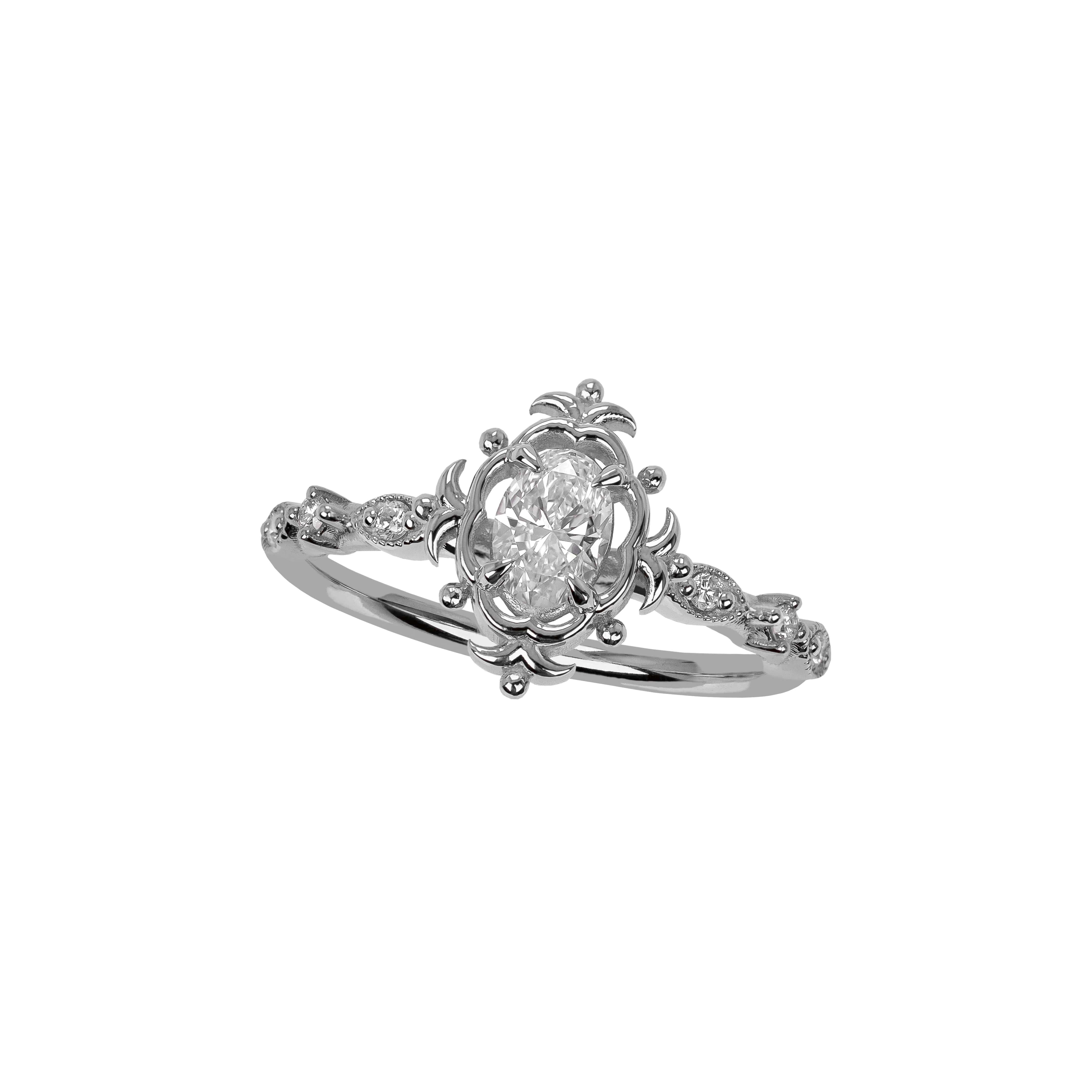 Art Nouveau Anello solitario in stile vintage, anello nuziale con diamante vero, gioielli con diamanti naturali in vendita