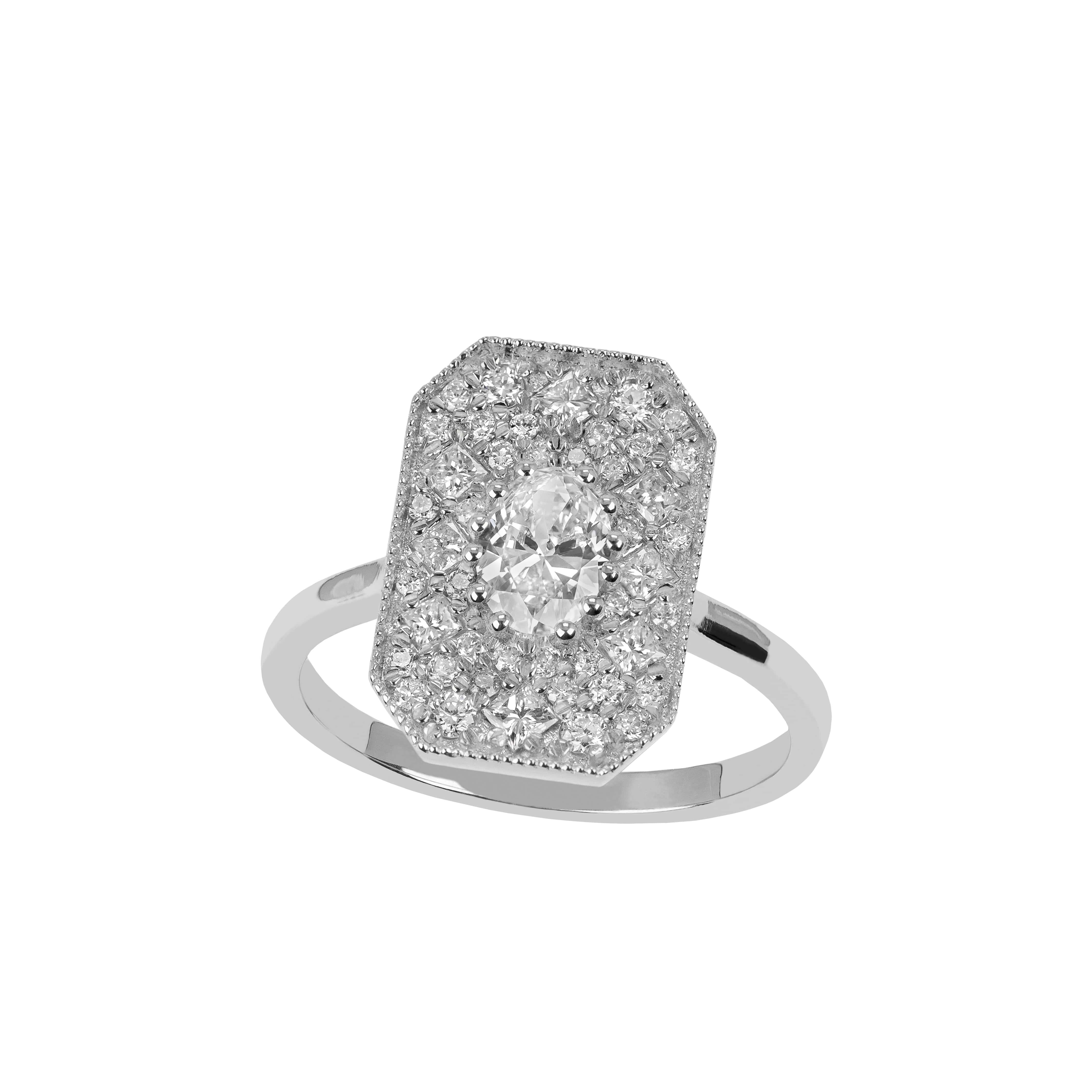 Art Nouveau Anello solitario in stile vintage, anello nuziale con diamante vero, gioielli con diamanti naturali in vendita