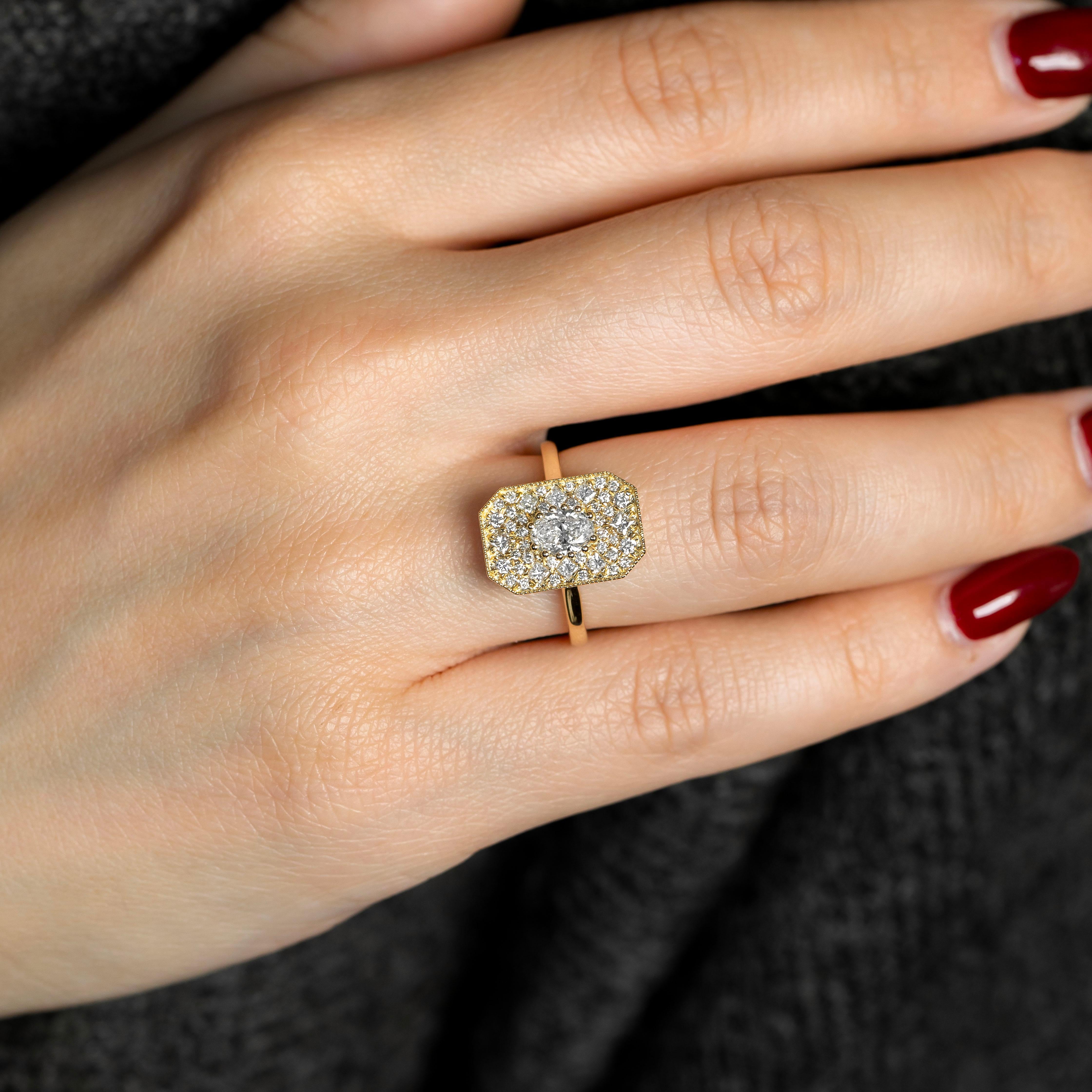 Donna Anello solitario in stile vintage, anello nuziale con diamante vero, gioielli con diamanti naturali in vendita