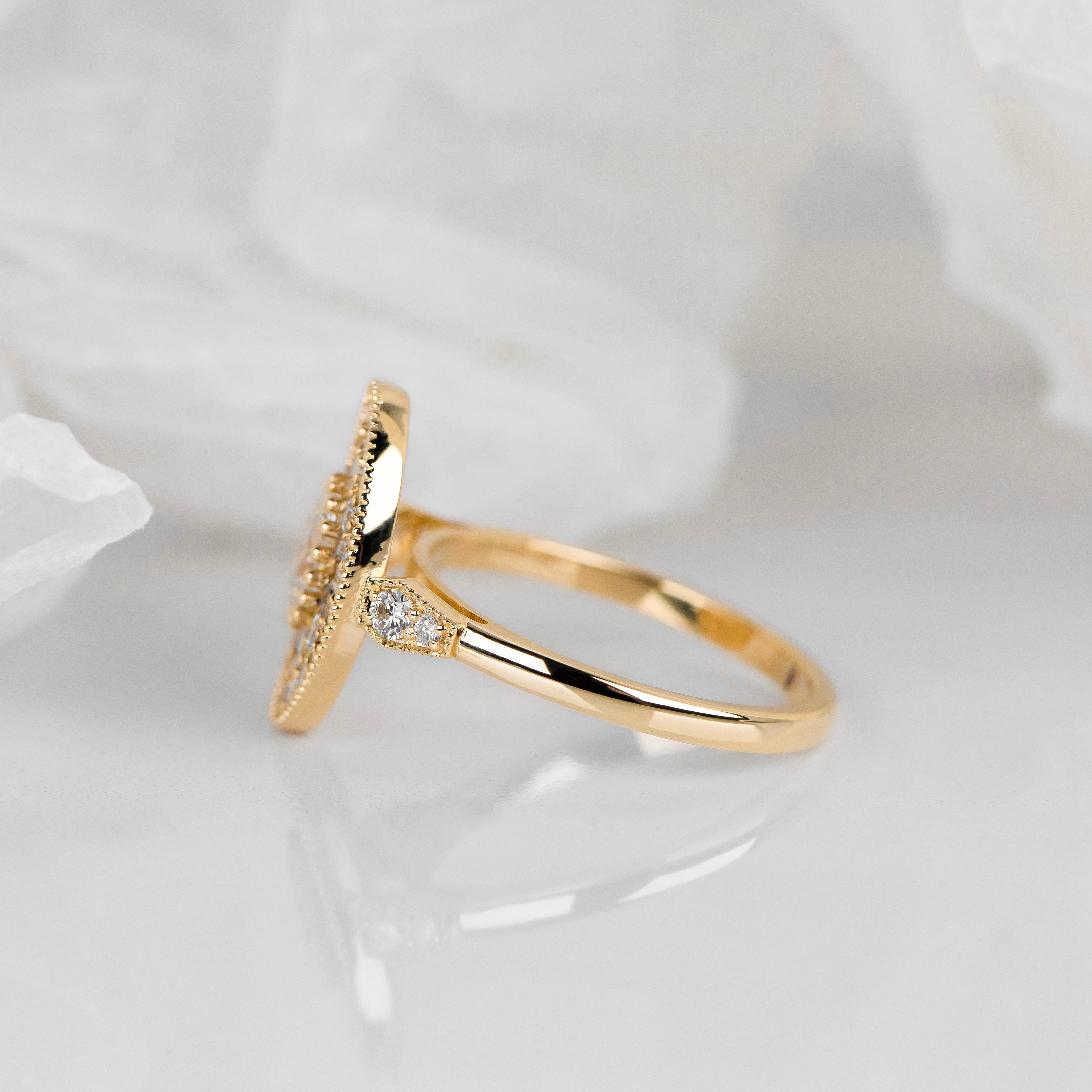 Anello solitario in stile vintage, anello nuziale con diamante vero, gioielli con diamanti naturali in vendita 1