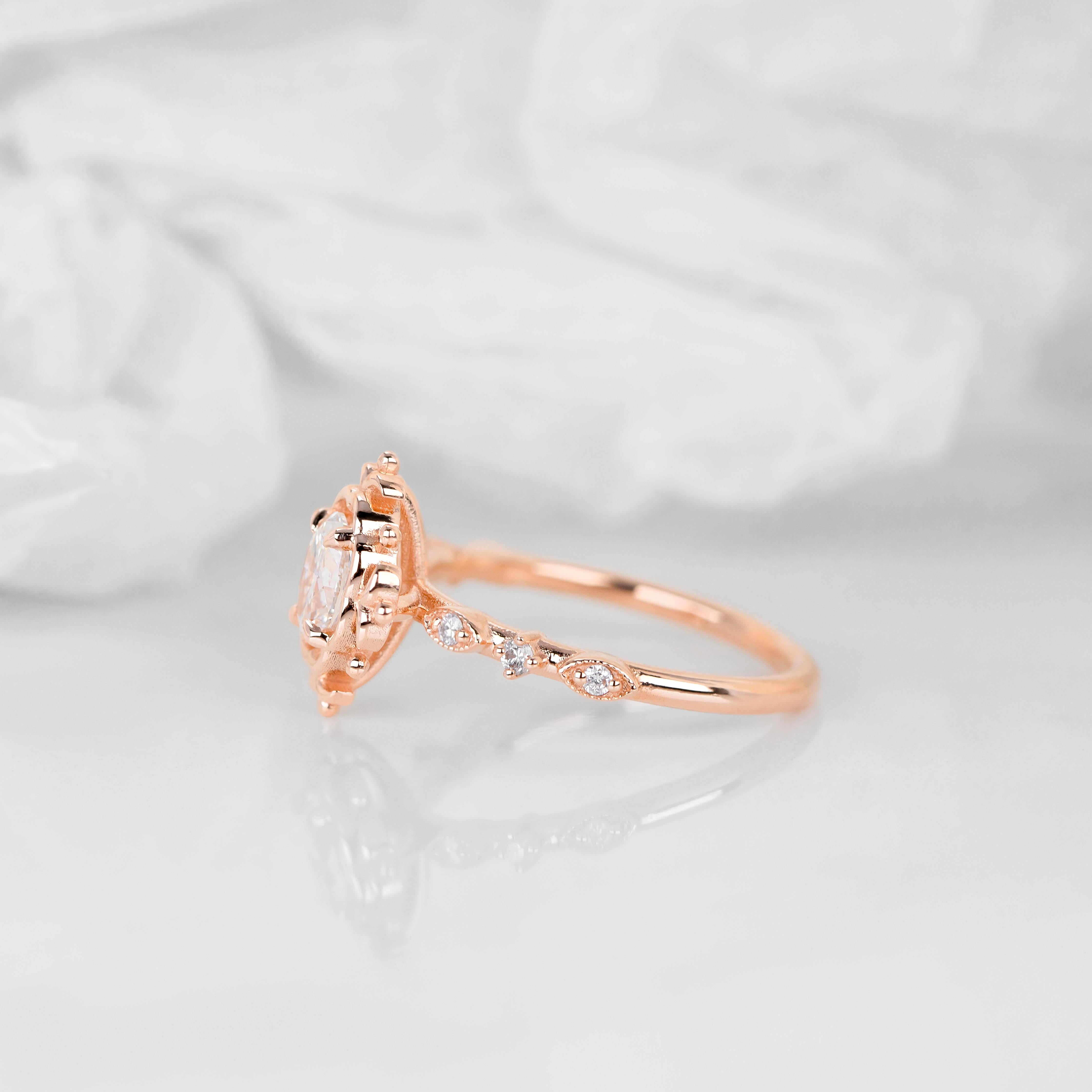 Anello solitario in stile vintage, anello nuziale con diamante vero, gioielli con diamanti naturali in vendita 2