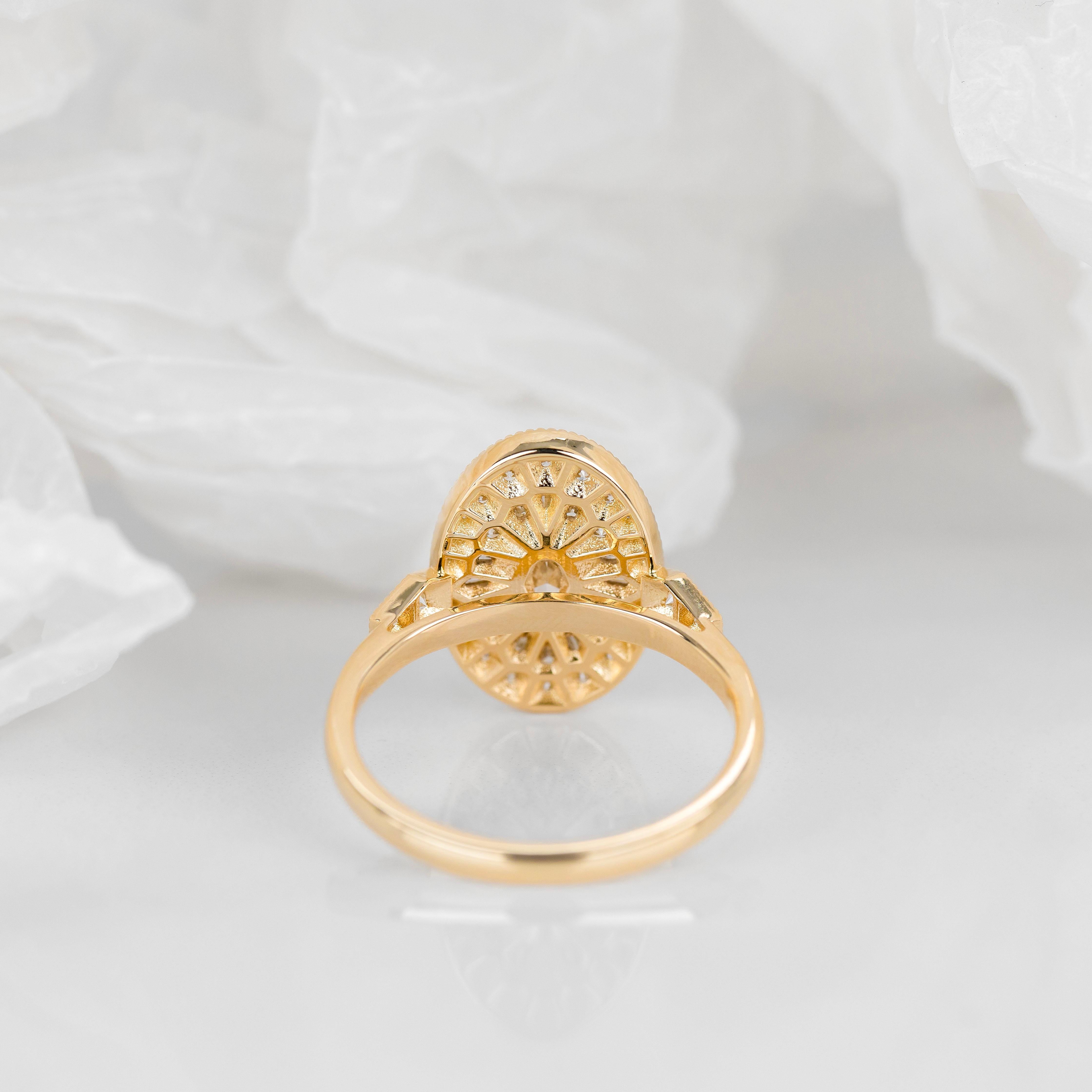 Anello solitario in stile vintage, anello nuziale con diamante vero, gioielli con diamanti naturali in vendita 2