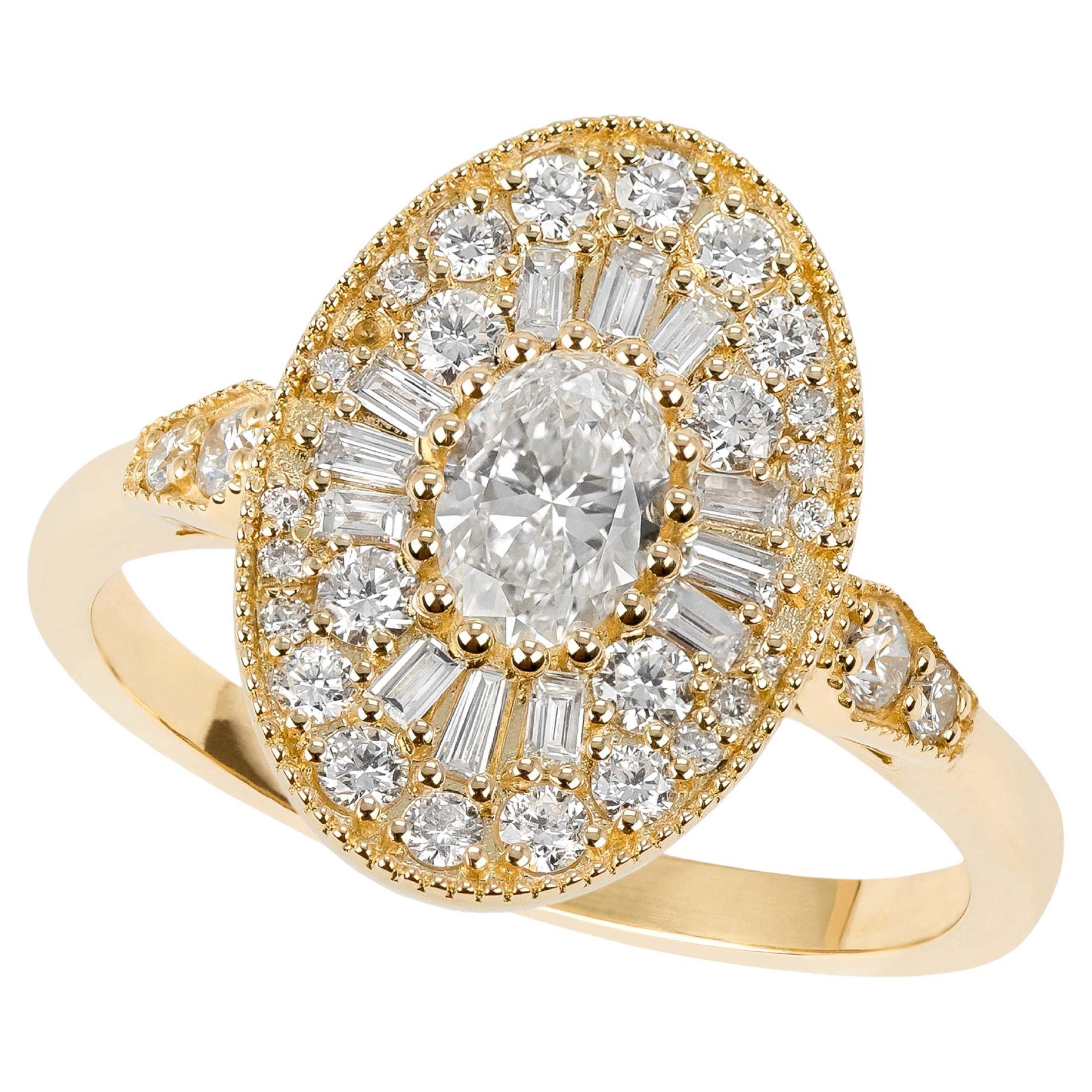 Anello solitario in stile vintage, anello nuziale con diamante vero, gioielli con diamanti naturali