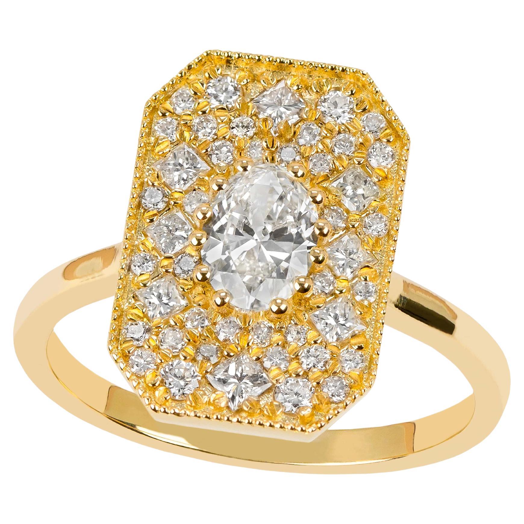 Anello solitario in stile vintage, anello nuziale con diamante vero, gioielli con diamanti naturali