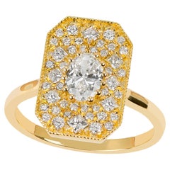 Anillo Solitario Estilo Vintage, Anillo de Boda de Diamantes Reales, Joyas de Diamantes Naturales