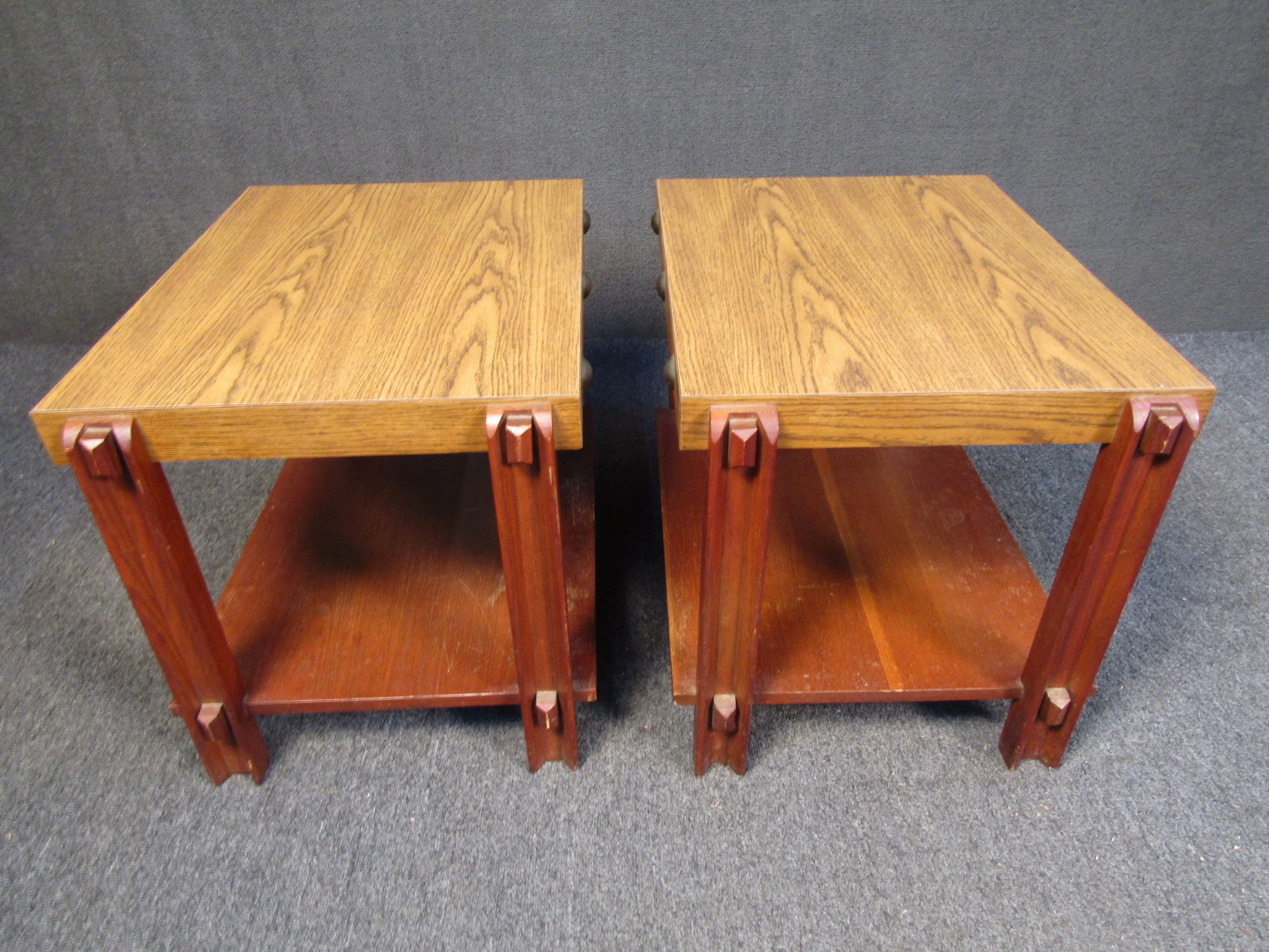 Mid-Century Modern Vintage Style Studded End Tables