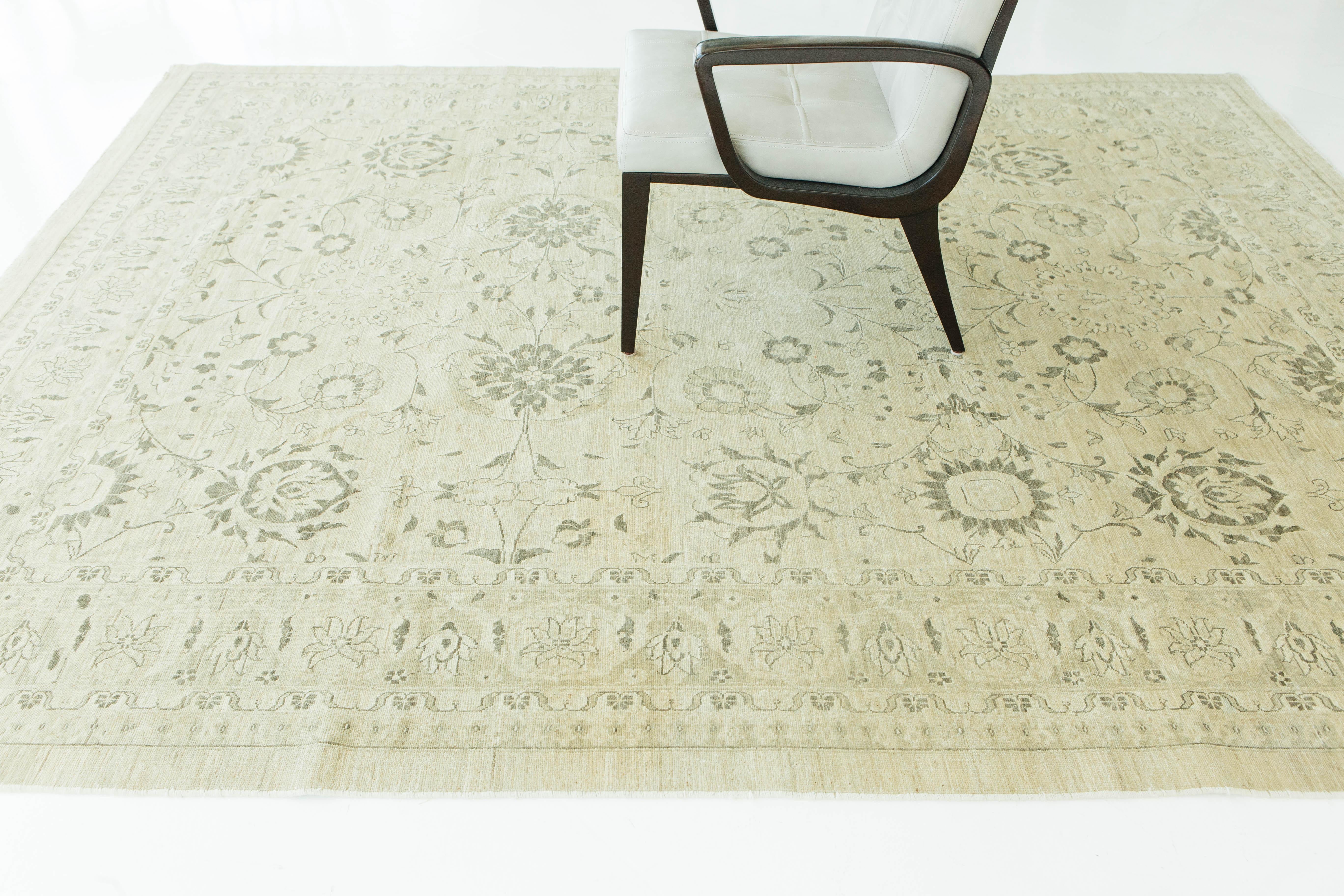 Hand-Knotted Vintage Style Sultanabad Design Rug For Sale