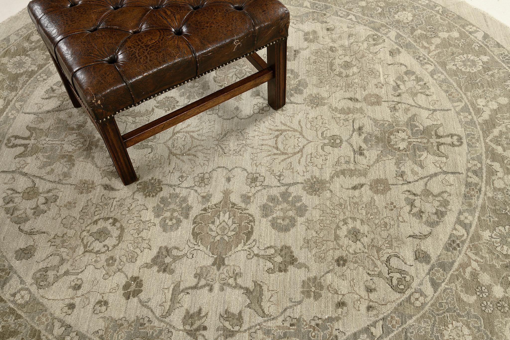 Runder Sultanabad Revive Teppich im Vintage-Stil (Afghanisch) im Angebot