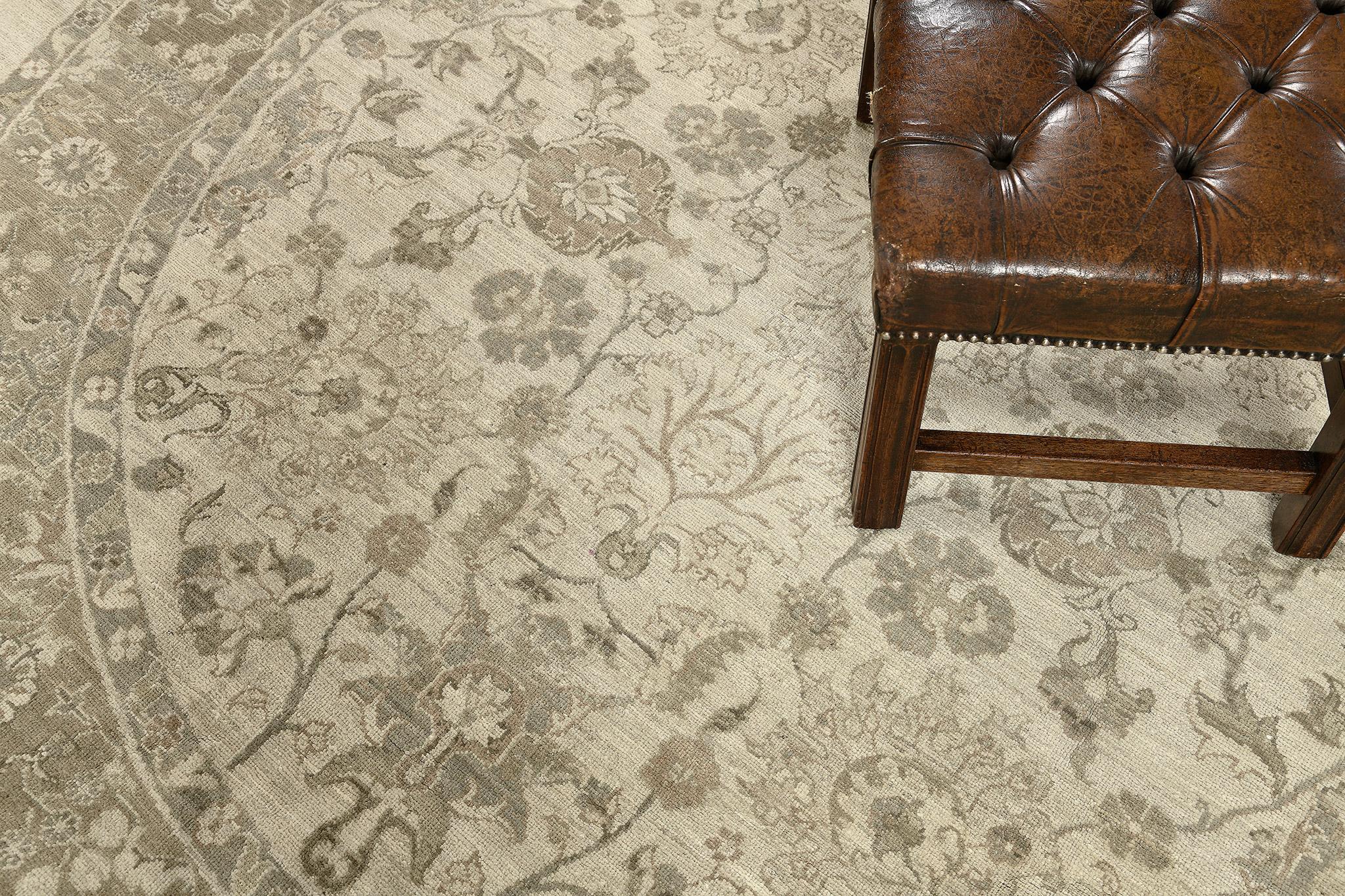 Runder Sultanabad Revive Teppich im Vintage-Stil (21. Jahrhundert und zeitgenössisch) im Angebot