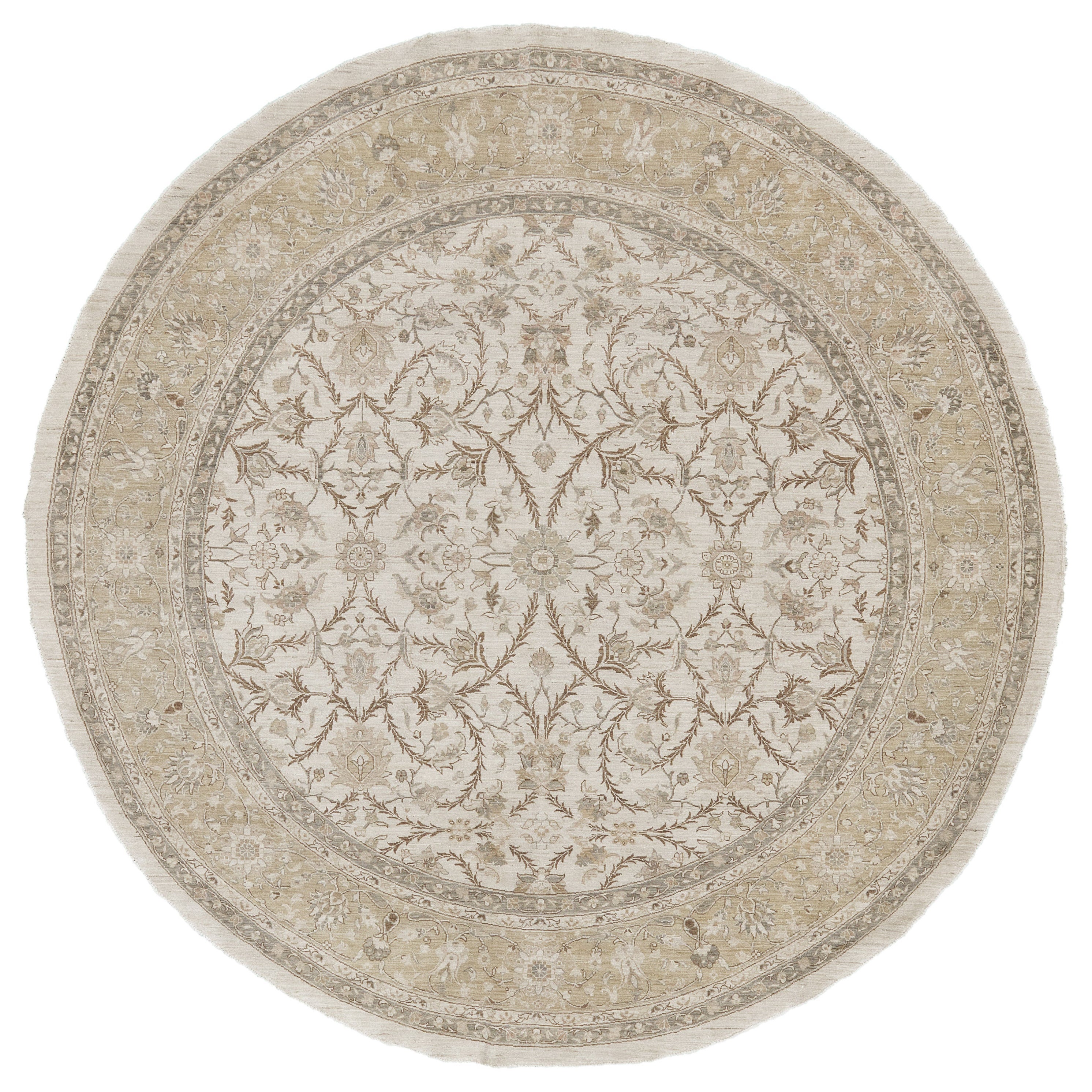Runder Sultanabad Revive Teppich im Vintage-Stil