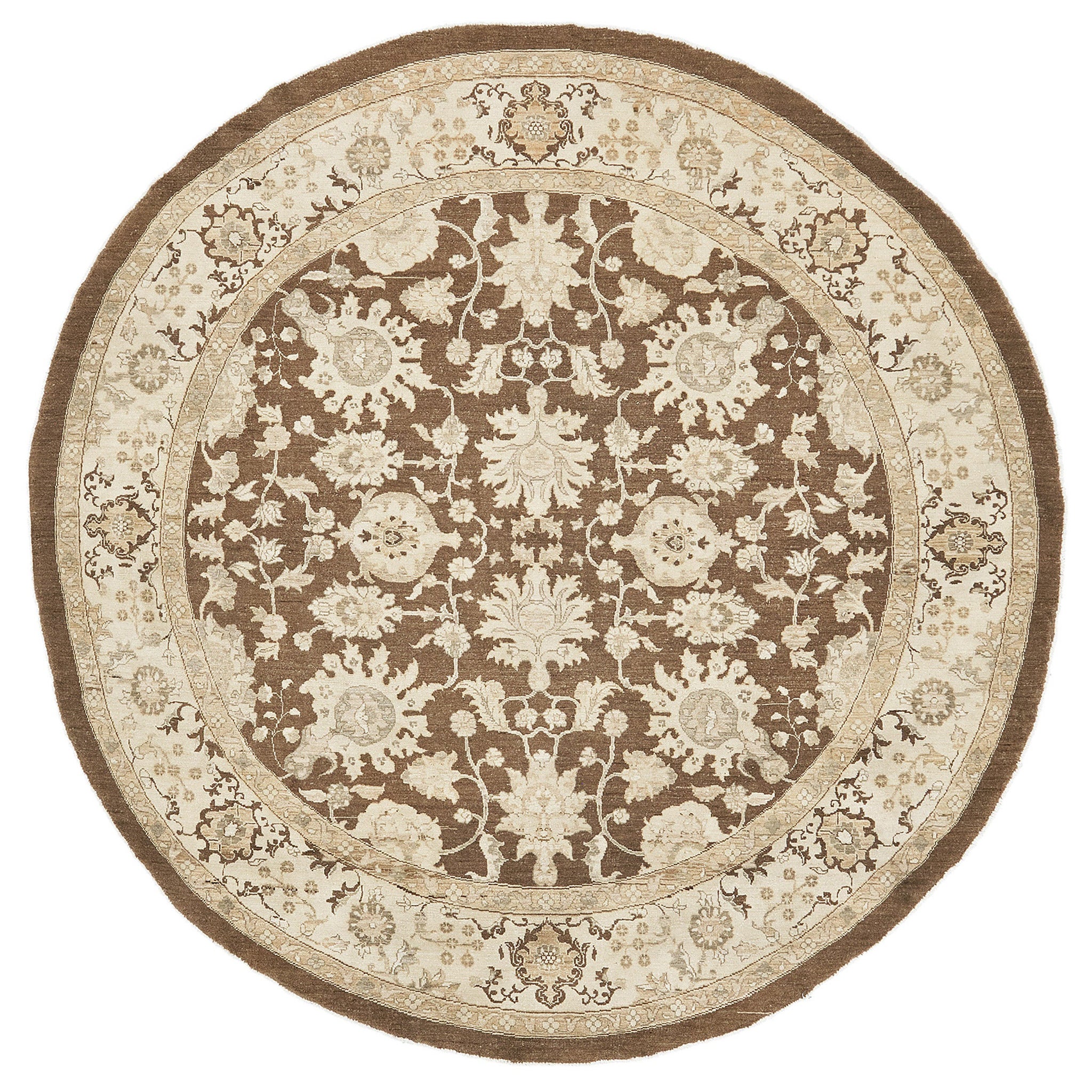 Tapis rond Sultanabad Revive de style vintage