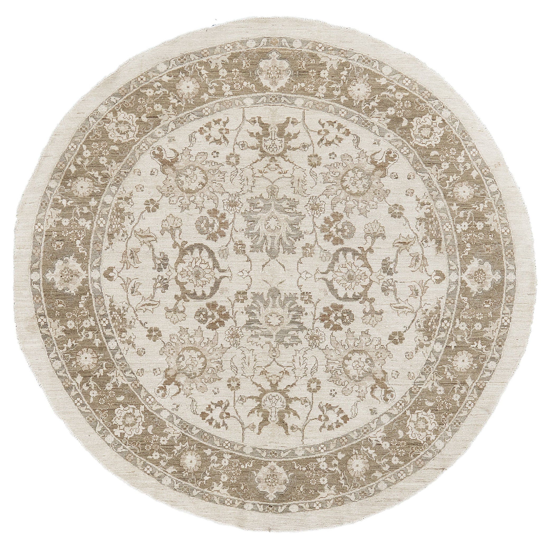 Runder Sultanabad Revive Teppich im Vintage-Stil