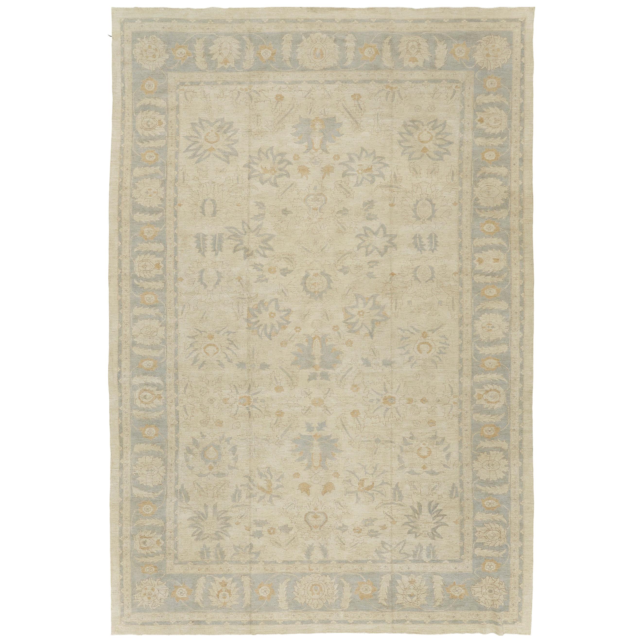 Revival Rugs Salt Biscotti Vintage Style Sultanabad Revival Rug For Sale at 1stDibs
