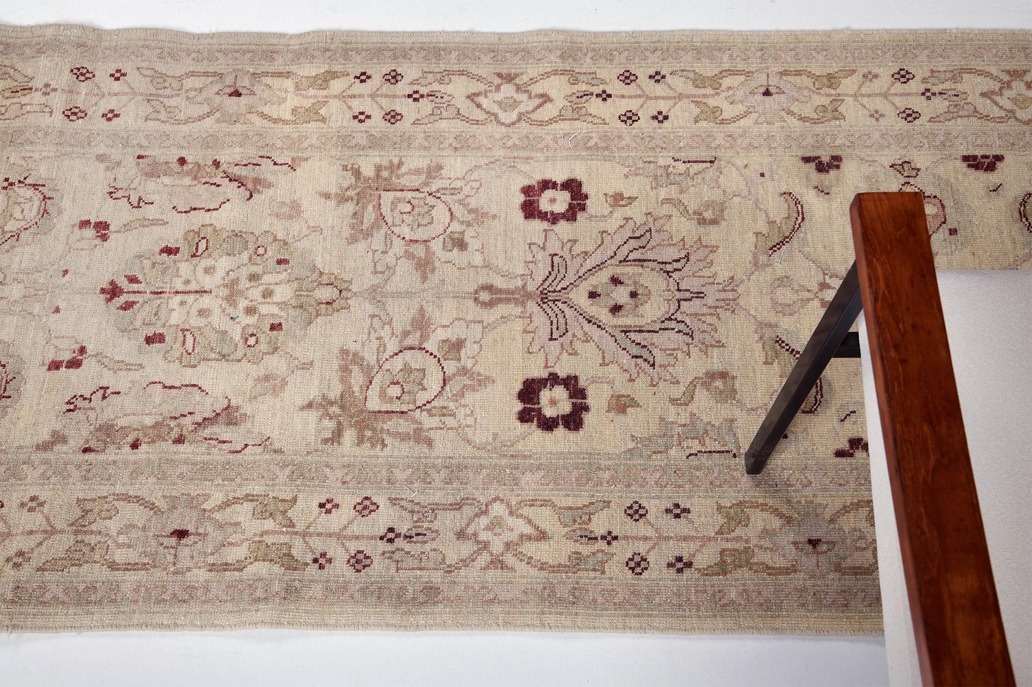 Hand-Knotted Vintage Style Sultanabad Revival Runner For Sale
