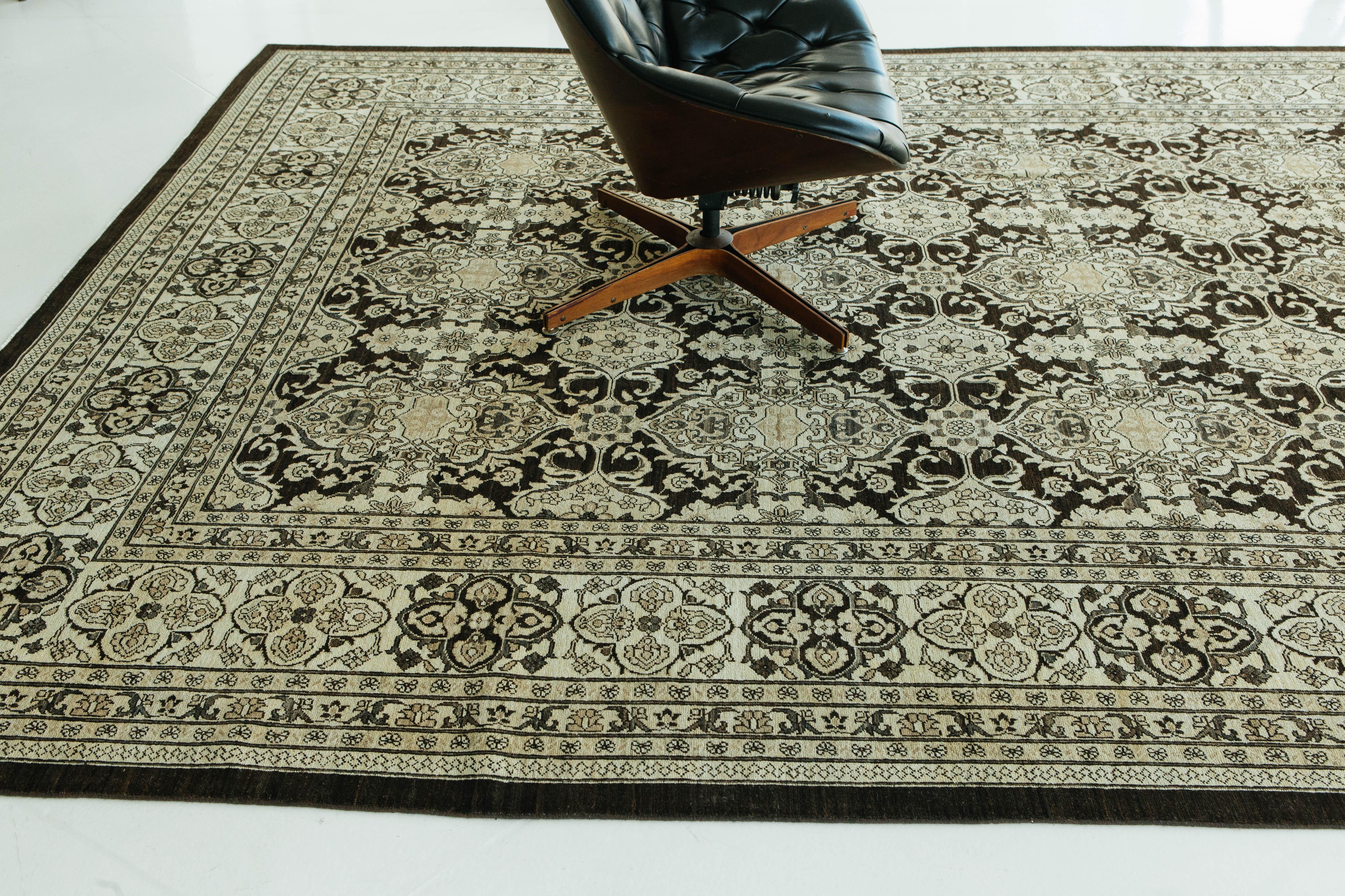 Afghan Tabriz - Design vintage avec motifs sur toute sa surface en vente