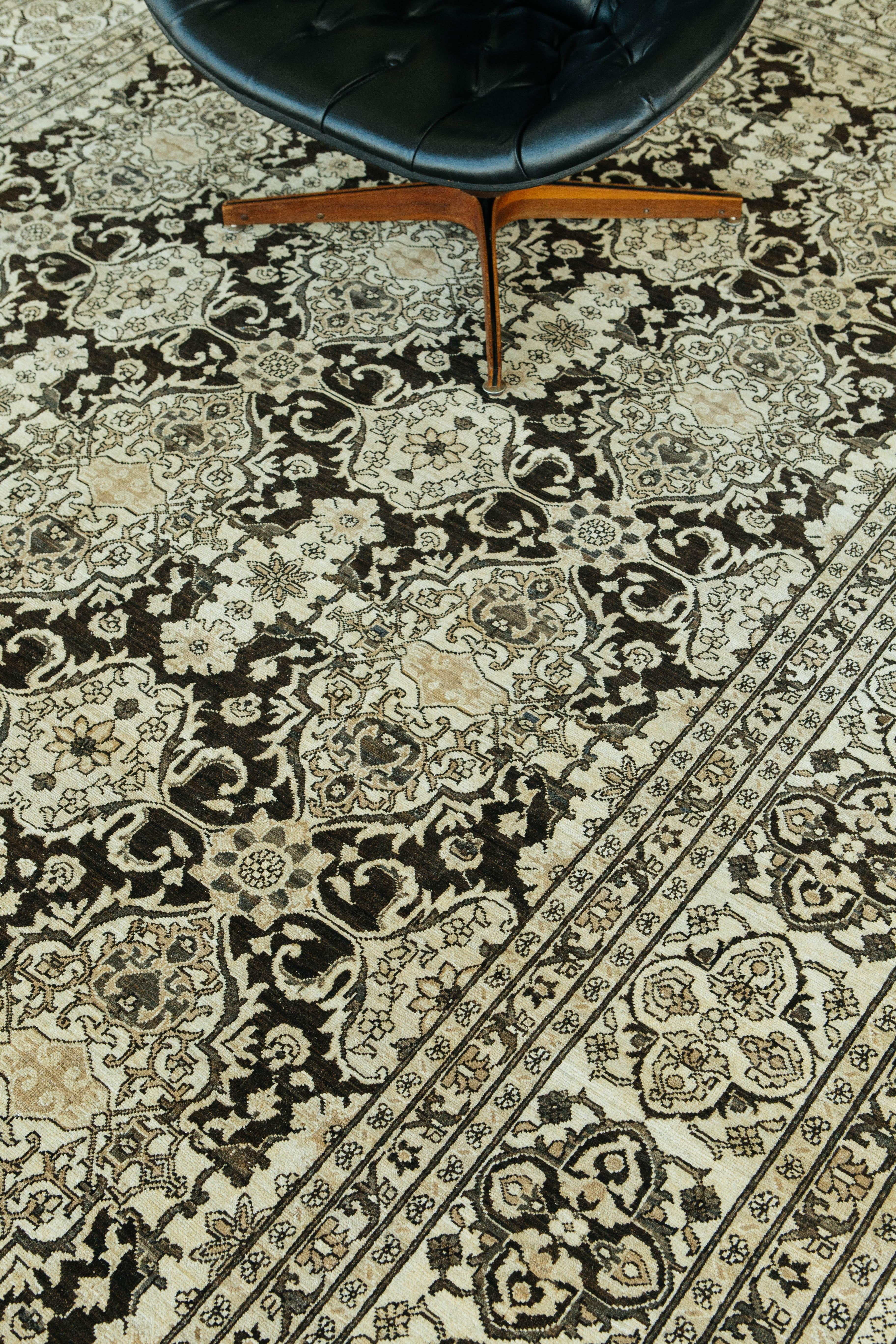 Wool Vintage Style Tabriz All-Over Design For Sale