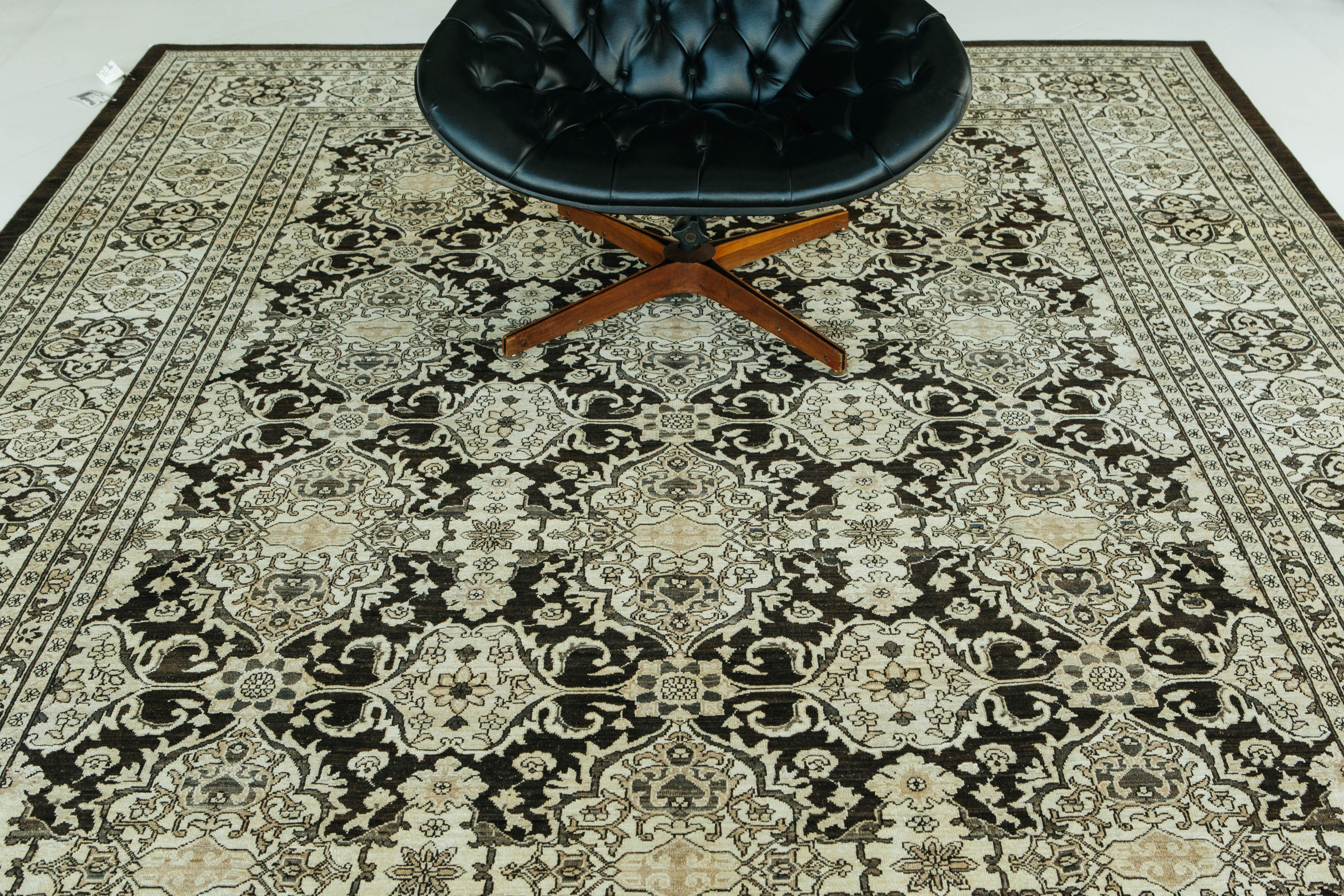 Tabriz - Design vintage avec motifs sur toute sa surface en vente 2