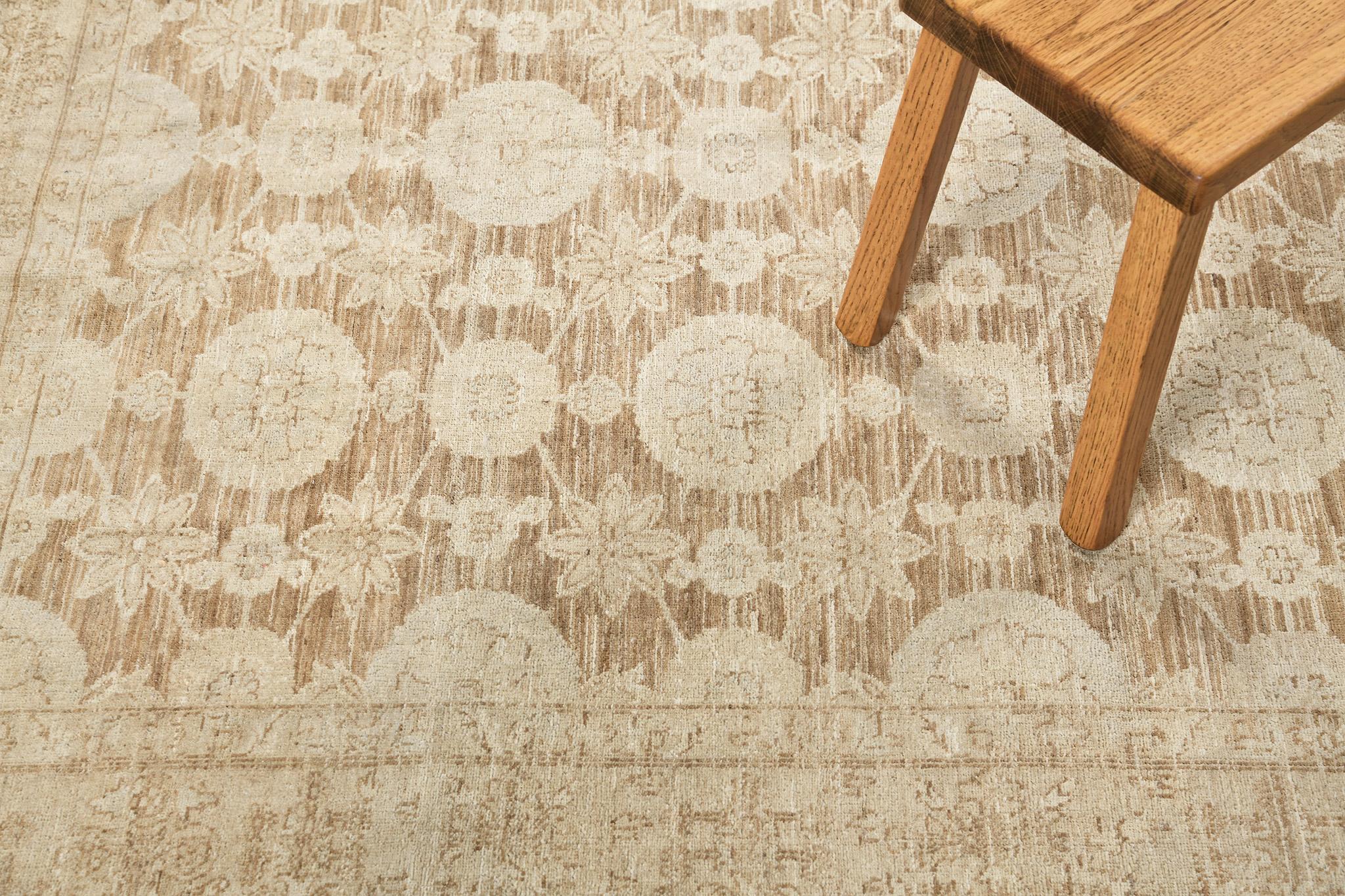 Contemporary Vintage Style Tabriz Revival Rug D5169 For Sale