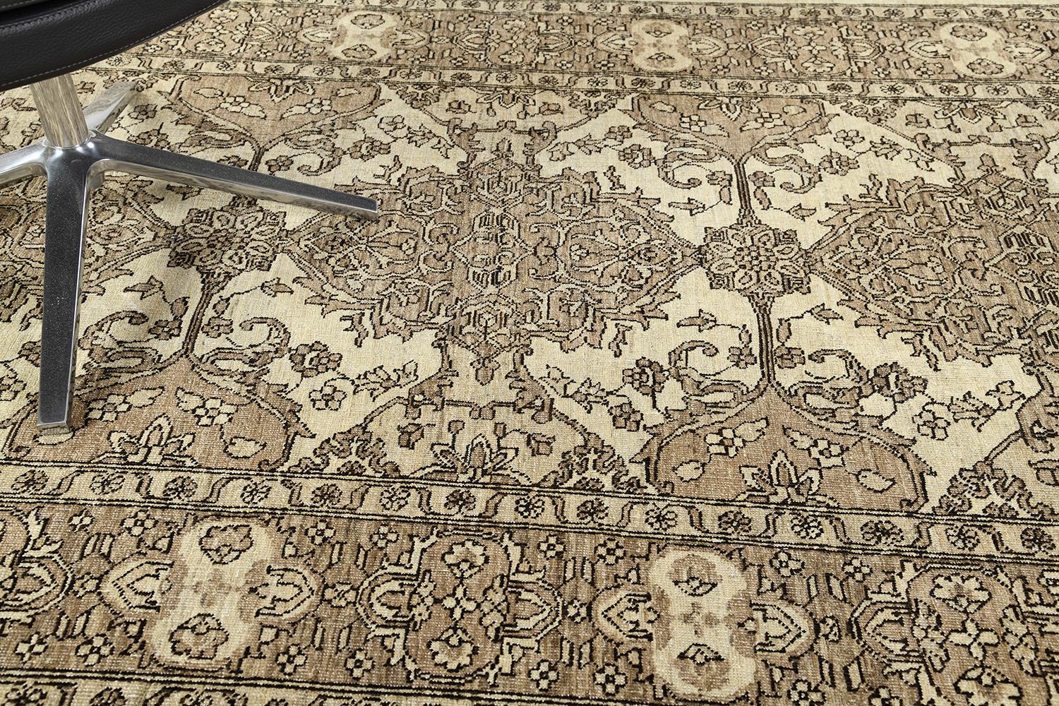 Afghan Vintage Style Tabriz Revival Rug For Sale