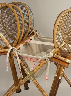 Vintage Style Tennis Ball Hopper & Racket Display Stand
