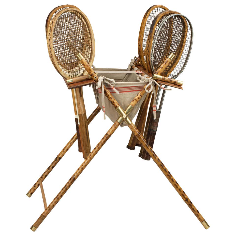 Vintage Style Tennis Ball Hopper and Racket Display Stand at 1stDibs